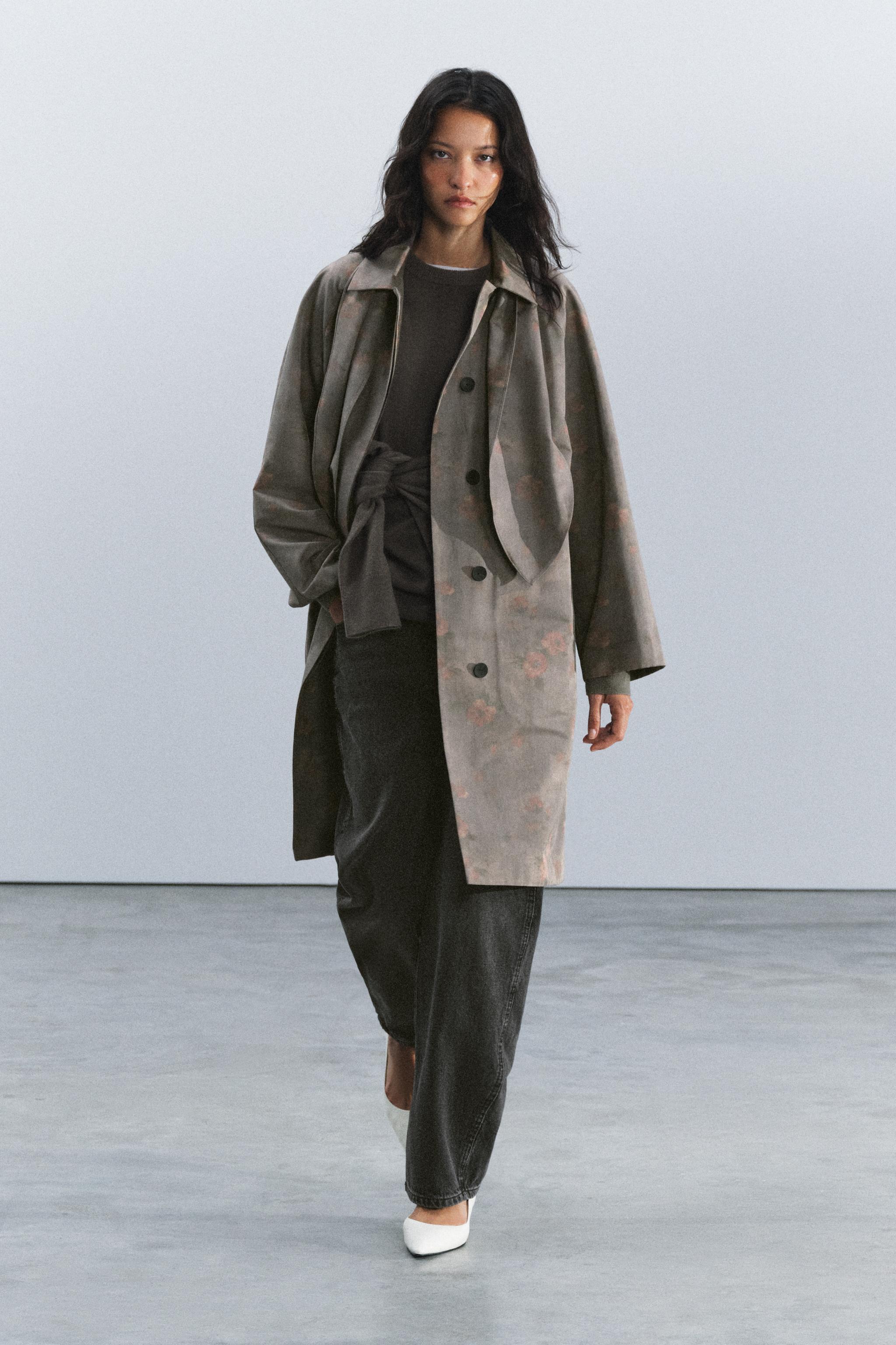 ZW COLLECTION FLORAL SCARF TRENCH COAT — ZARA