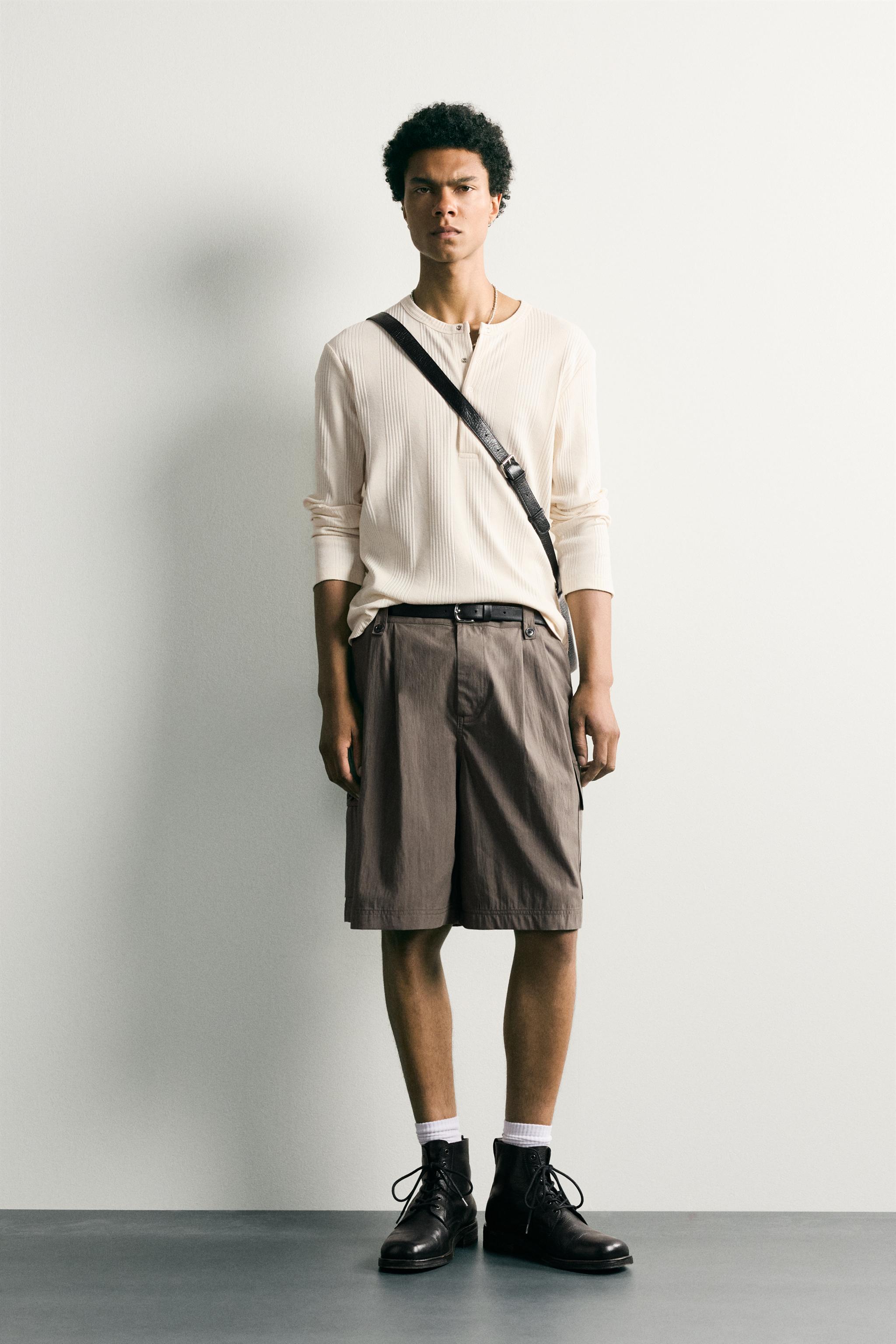 Бермуды карго свободного кроя со складками — ZARA