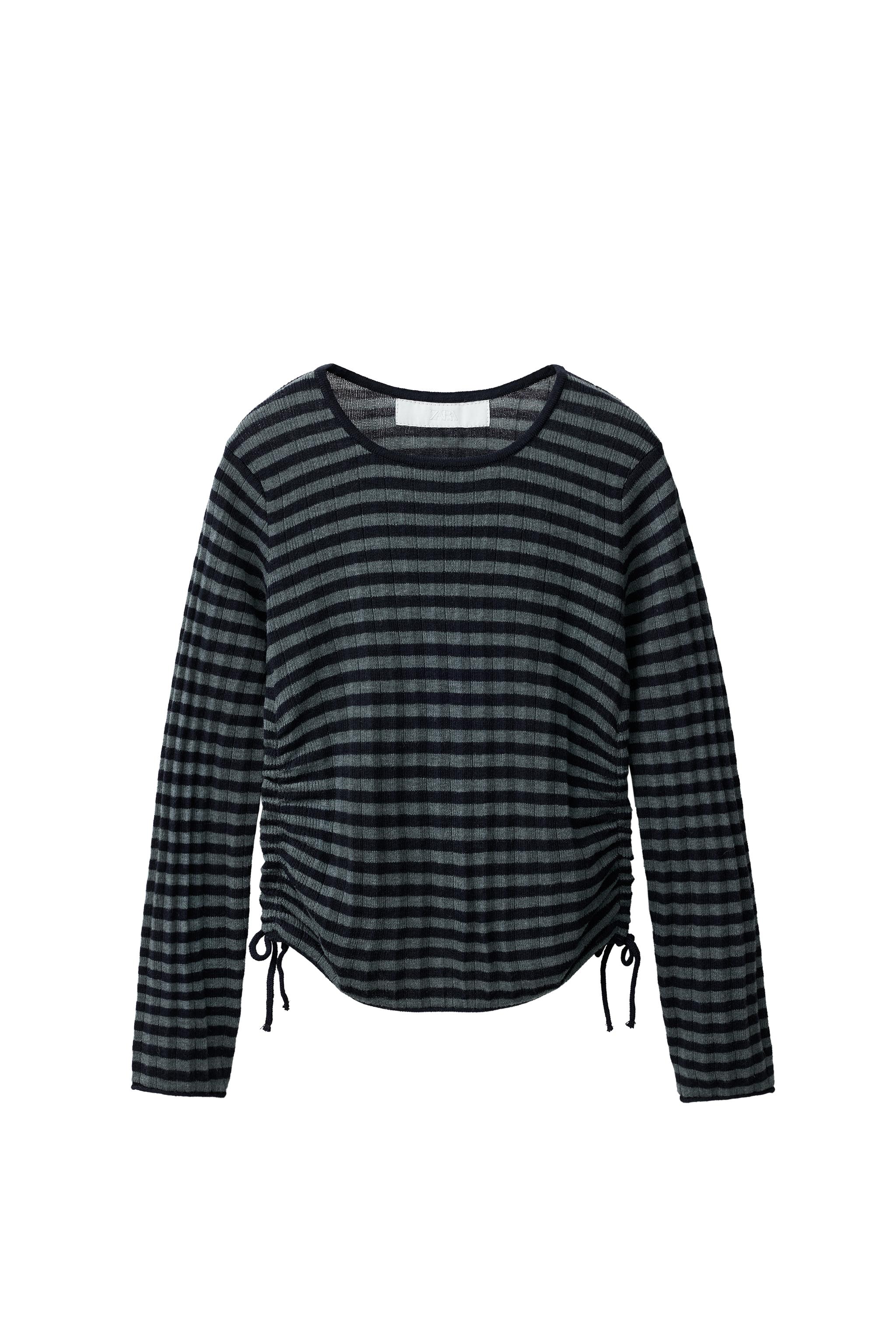 Джемпер в полоску с сборками из трикотажа — ZARA