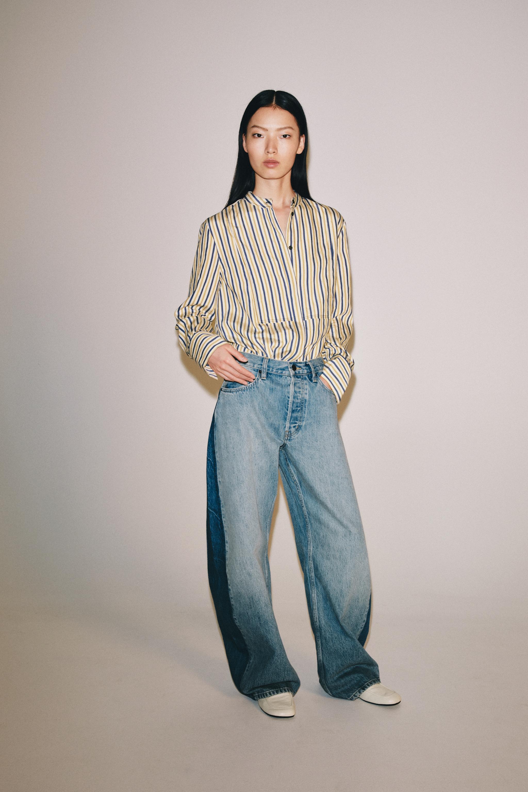 ZW COLLECTION джинсы со средней посадкой силуэта "бочонок" с принтом-заплатой — ZARA
