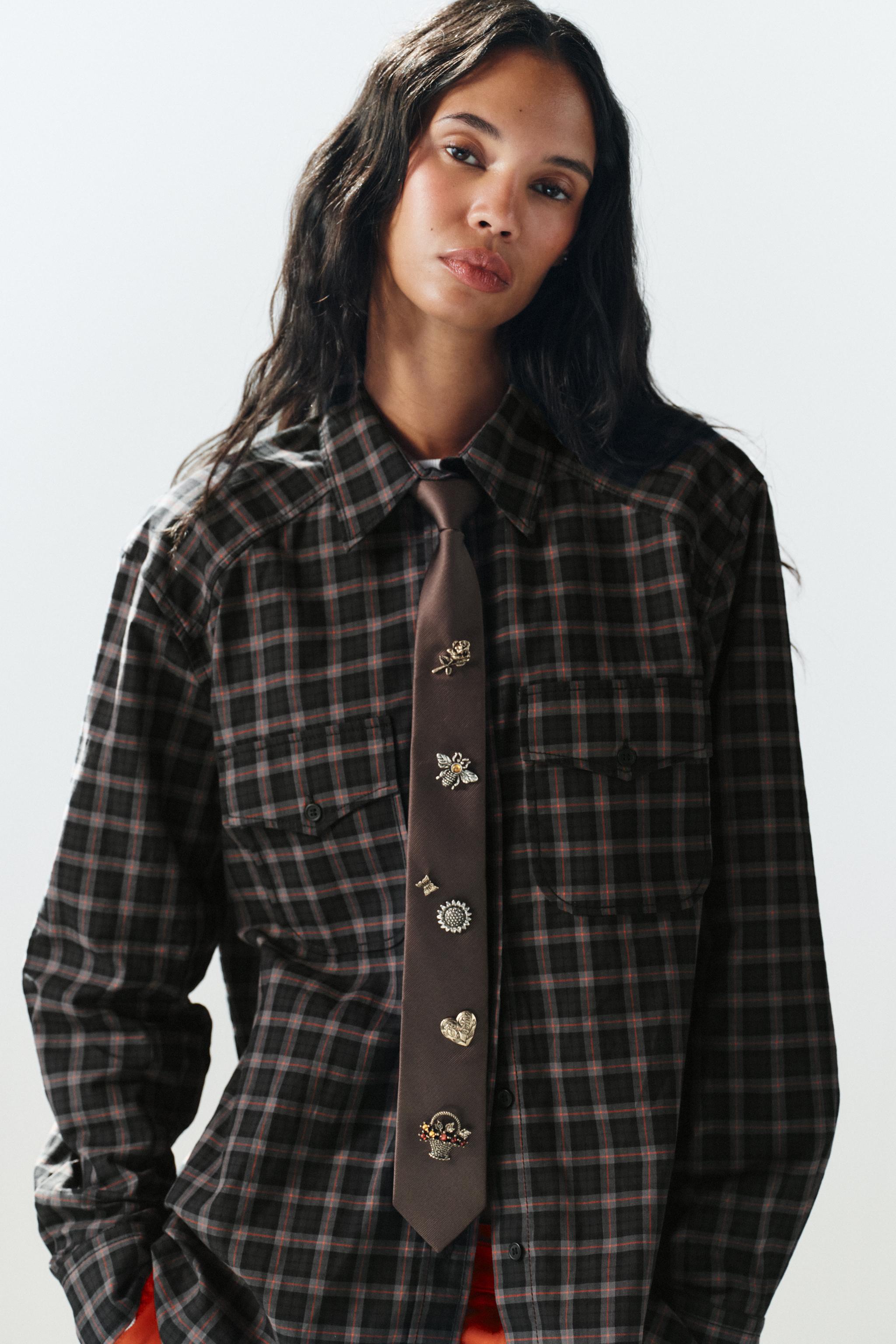 Тканый галстук с заклёпками — ZARA