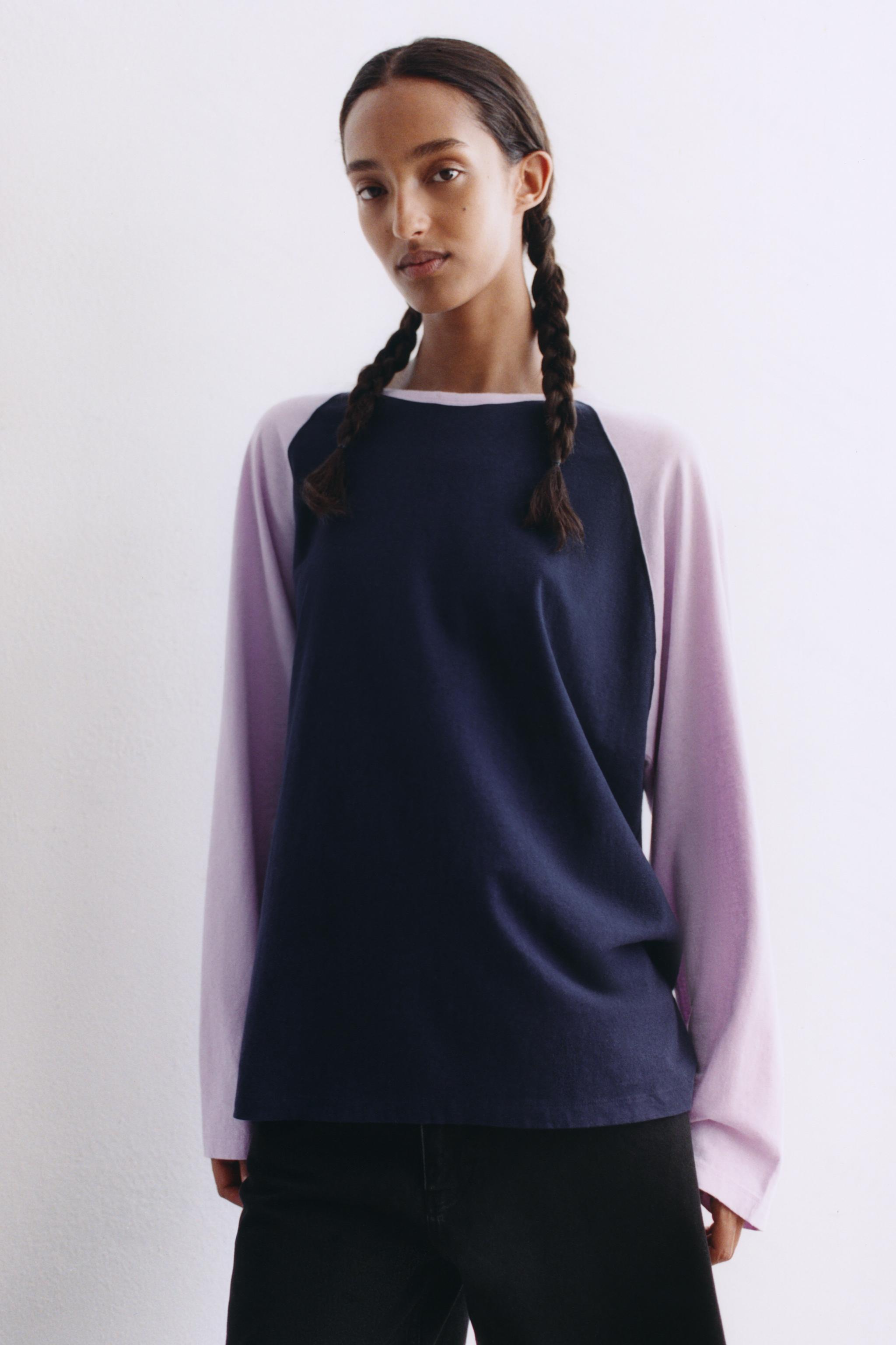 КОМБИНИРОВАННАЯ ФУТБОЛКА РЕГЛАН — ZARA