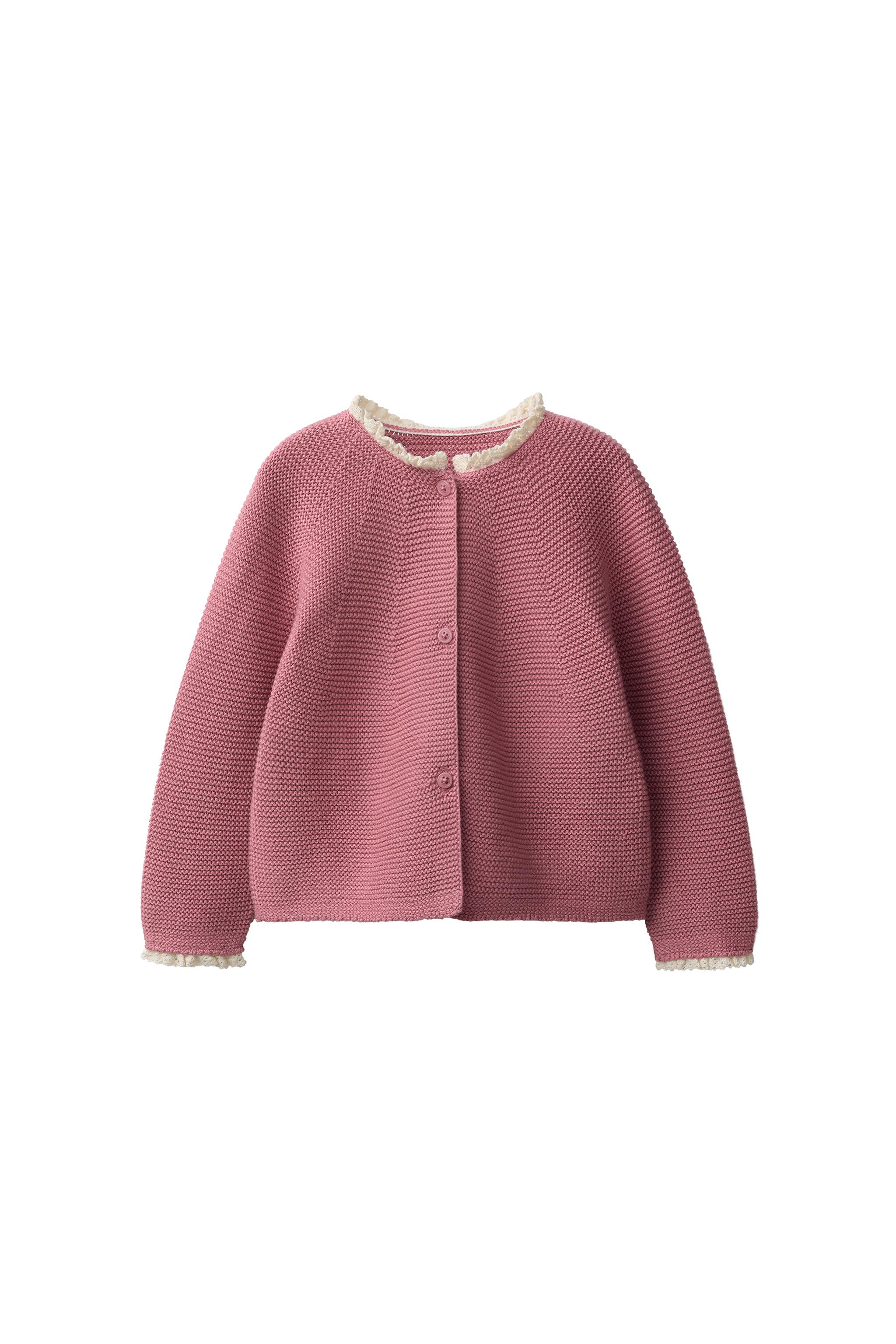 Кардиган с контрастной кружевной отделкой — ZARA