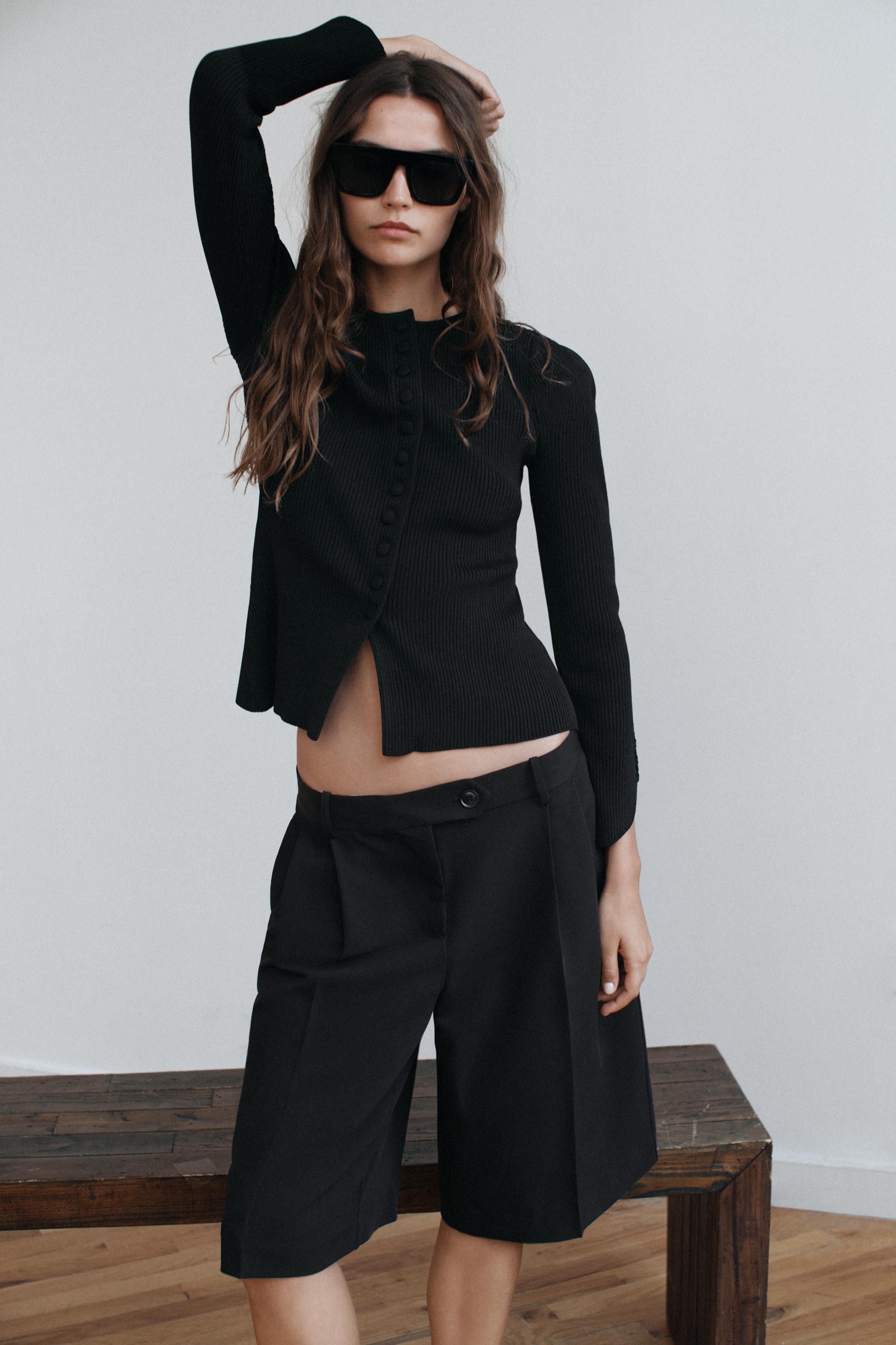Кардиган из трикотажа с рукавами-фонариками — ZARA