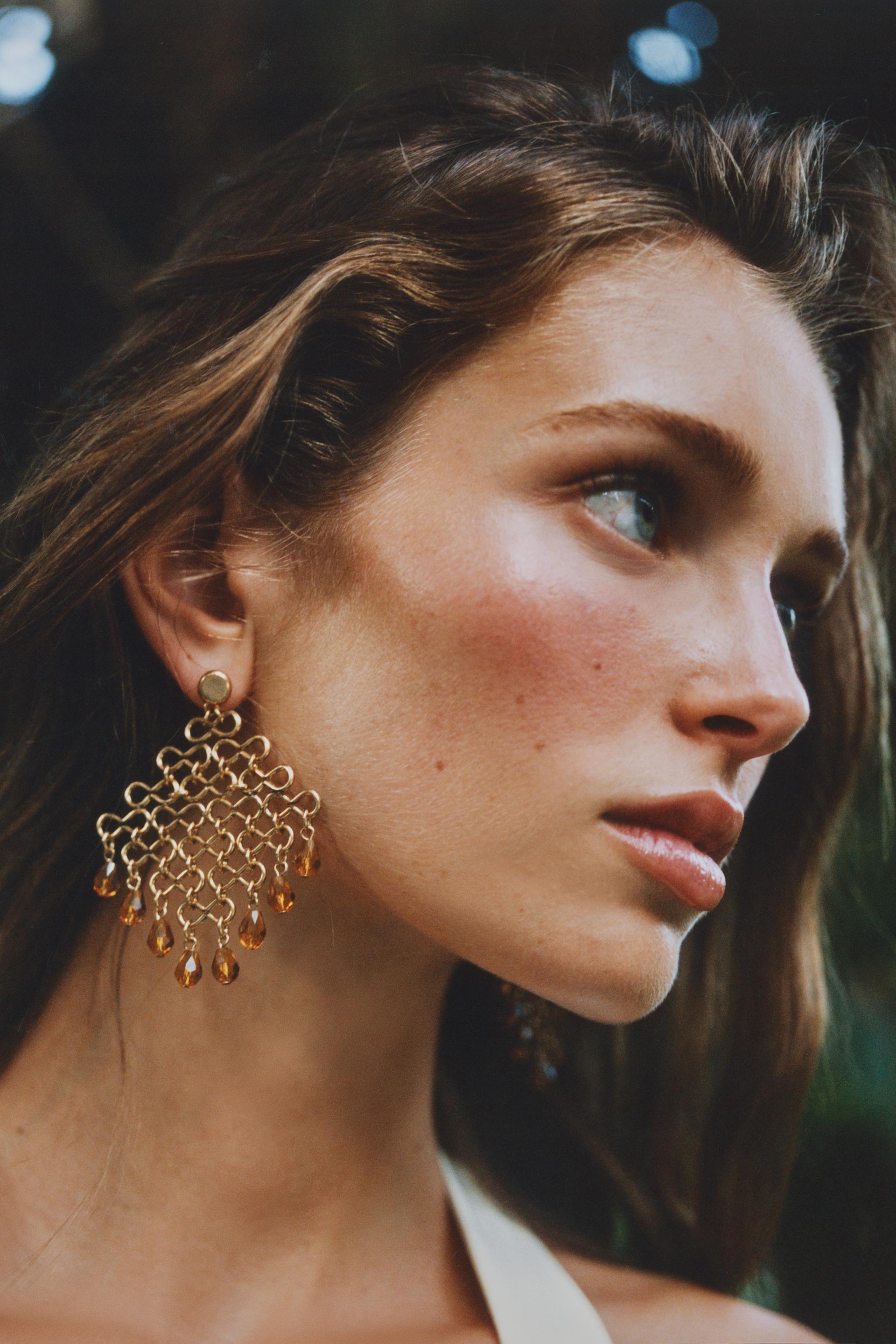 МЕТАЛЛИЧЕСКИЕ СЕРЬГИ С БУСИНАМИ — ZARA