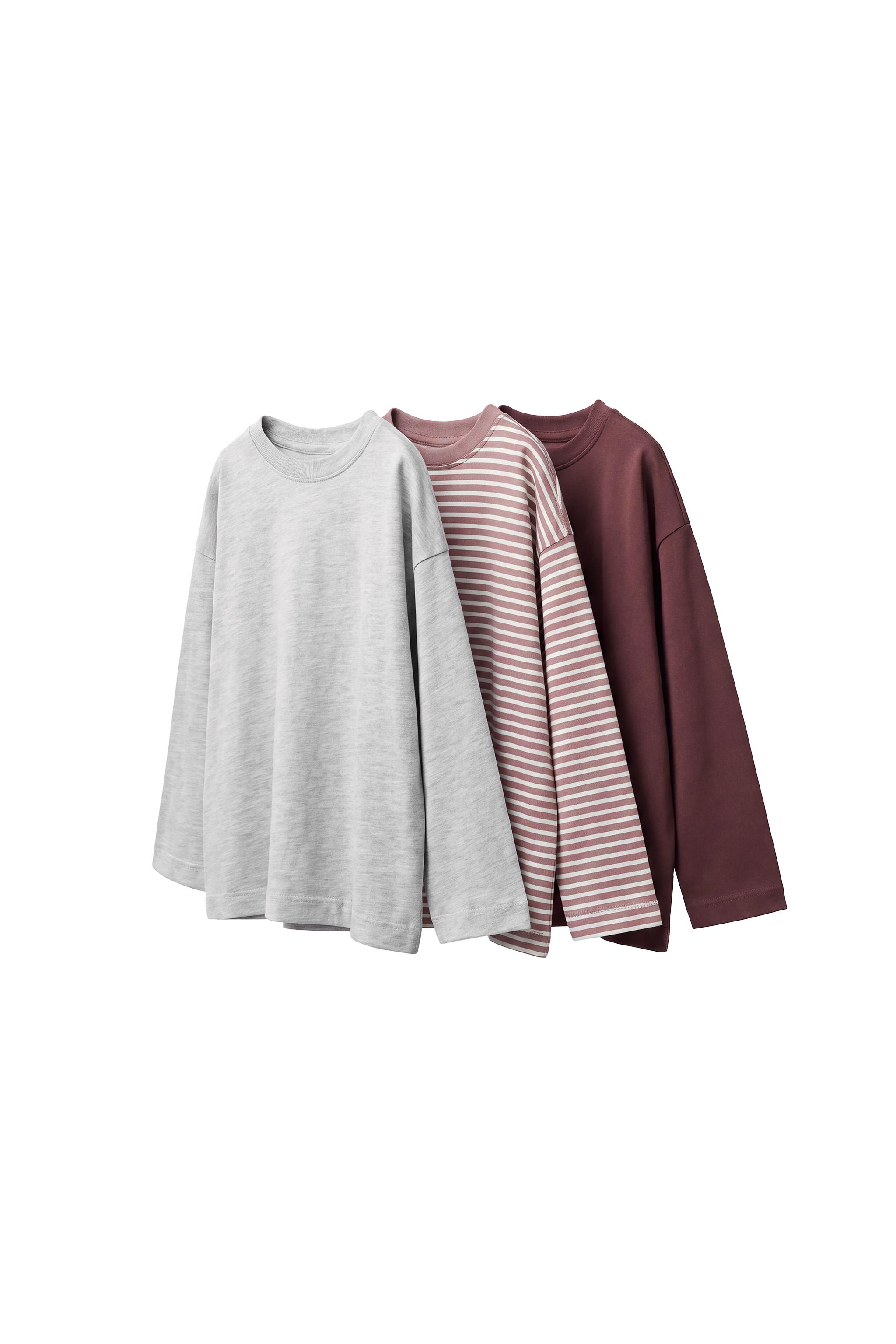 3 футболки с длинным рукавом - в полоску и однотонные — ZARA
