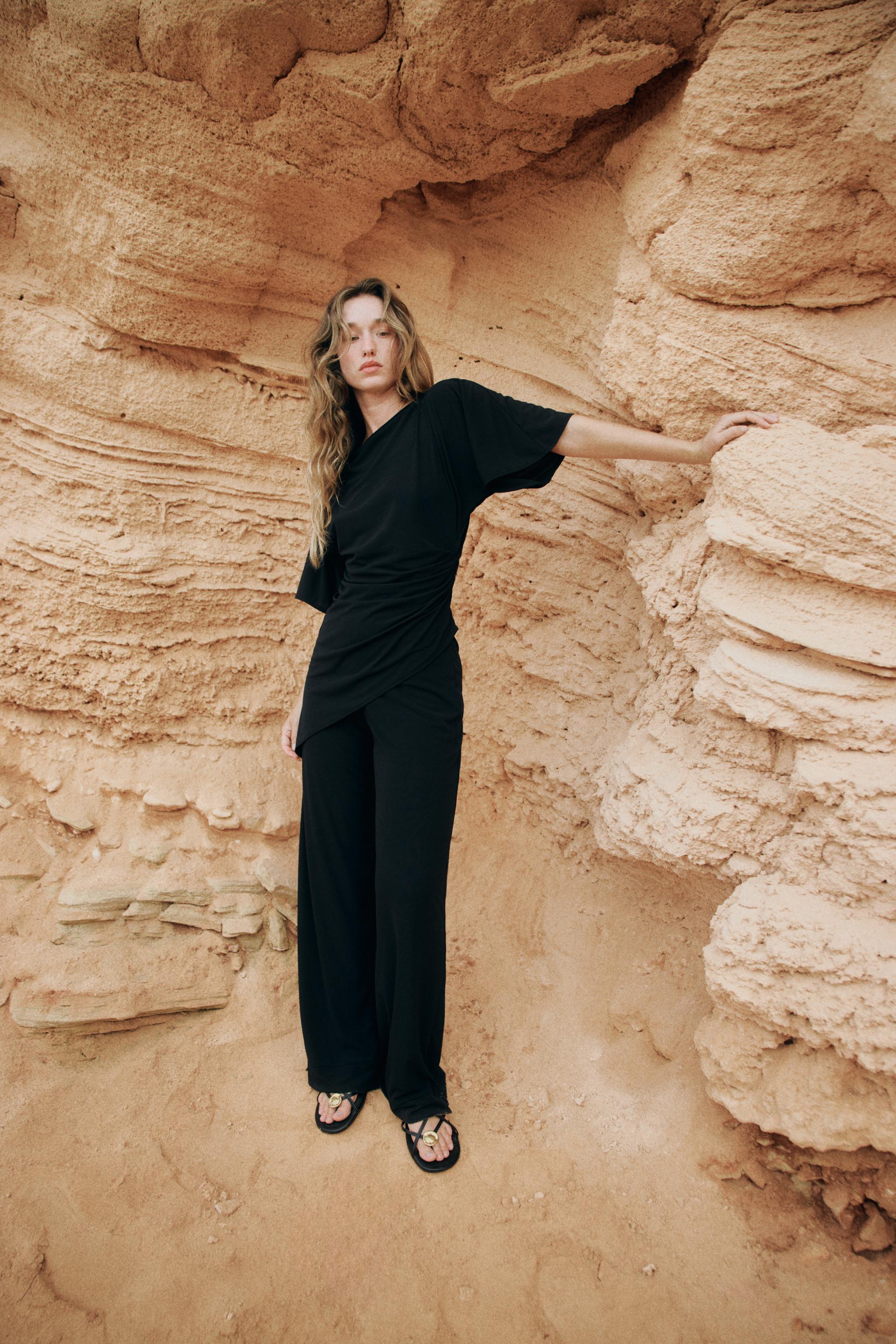 Брюки из крепа с прямыми штанинами и разрезами — ZARA