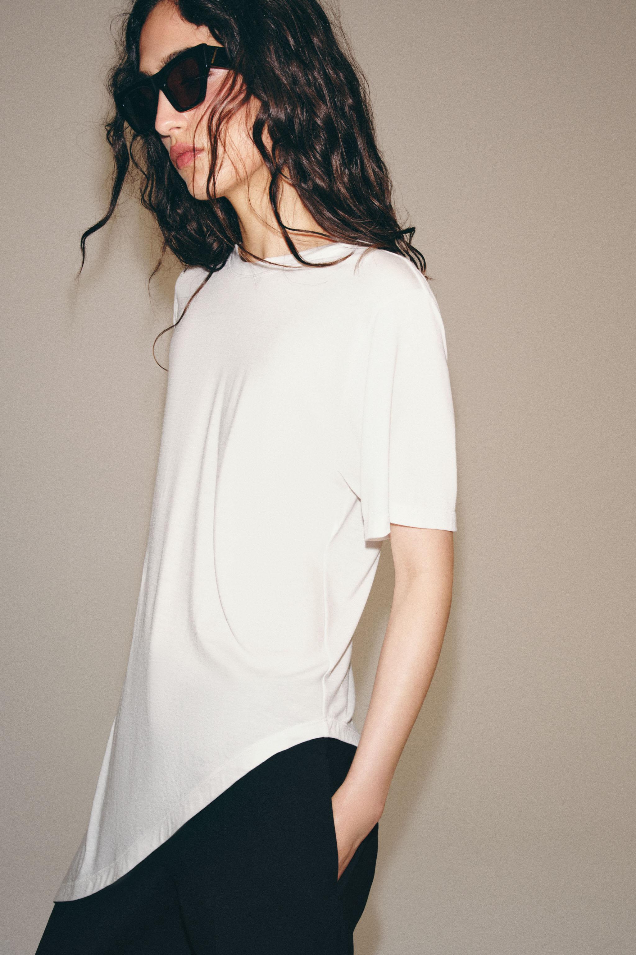 Топ асимметричного кроя с коротким рукавом — ZARA