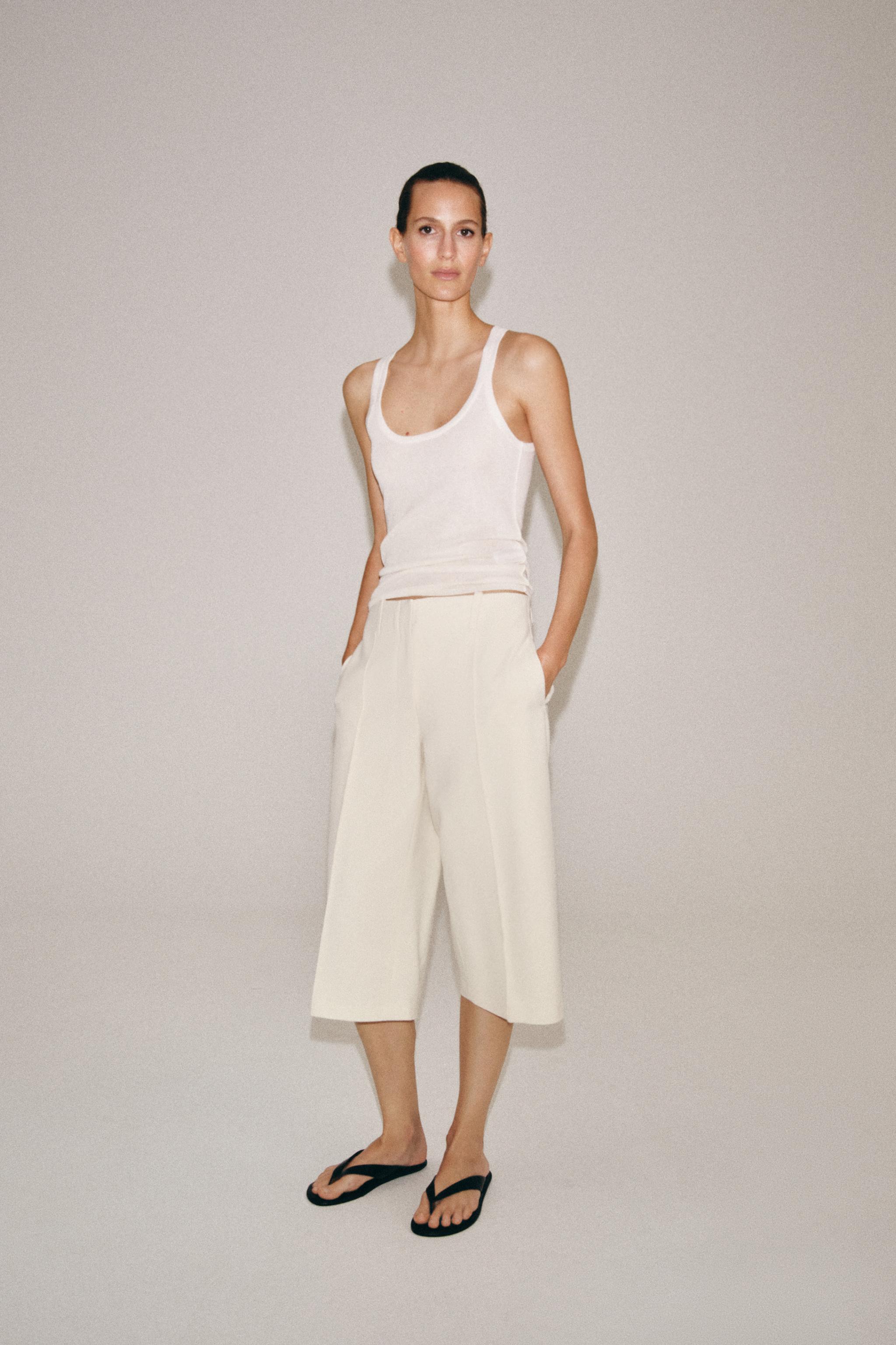 Бермуды ZW COLLECTION с прямыми штанинами в складку — ZARA