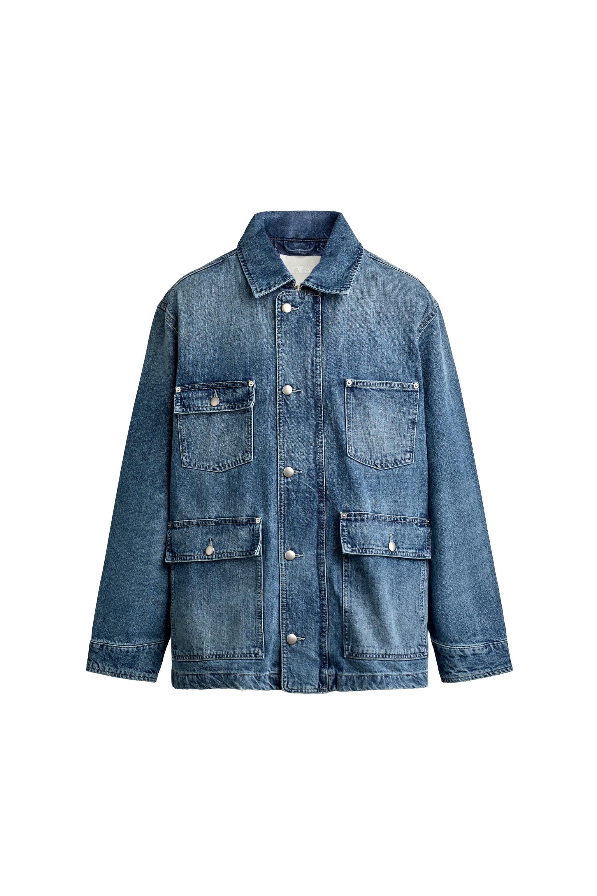 Джинсовая куртка с карманами в стиле карго — ZARA