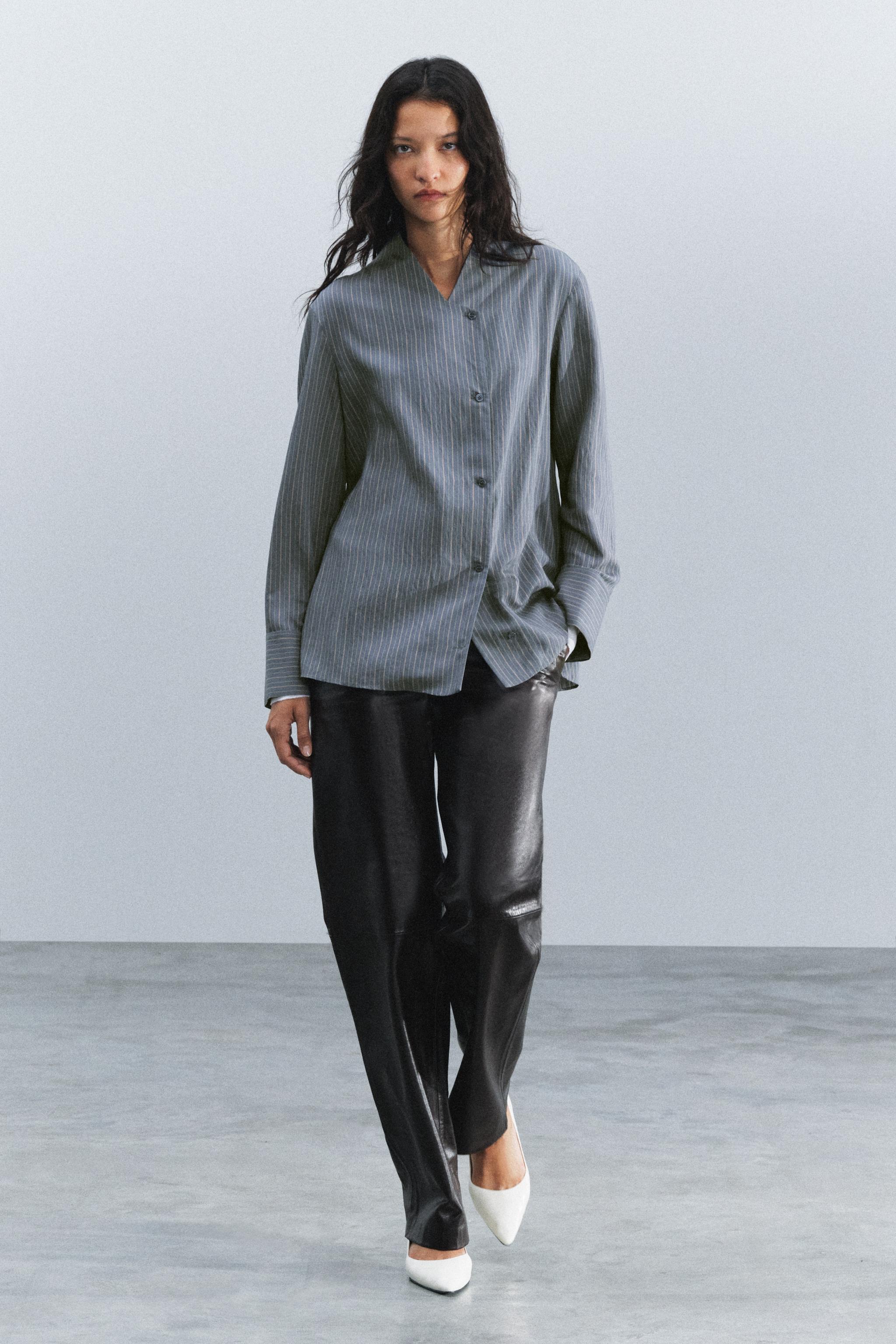 ZW COLLECTION CROSSOVER STRIPED SHIRT — ZARA