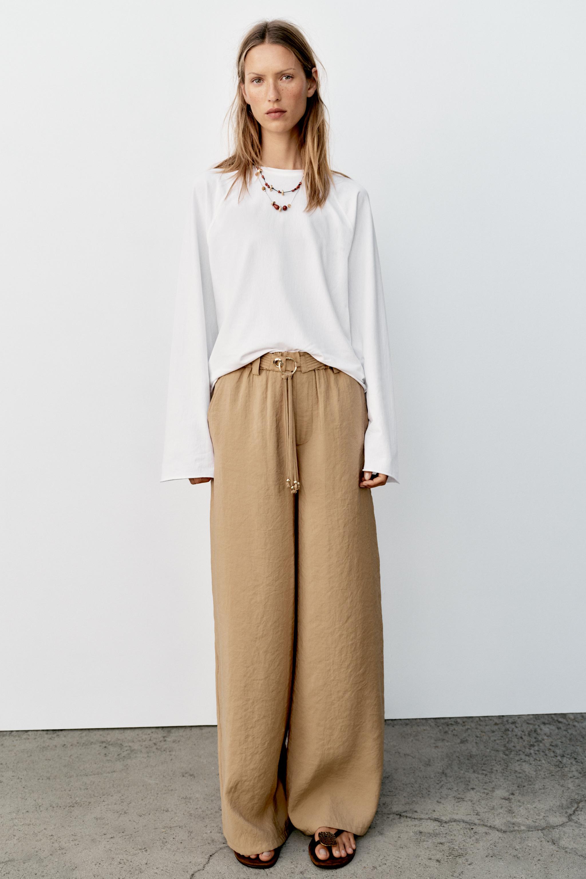 Брюки с прямыми штанинами с ремнём — ZARA
