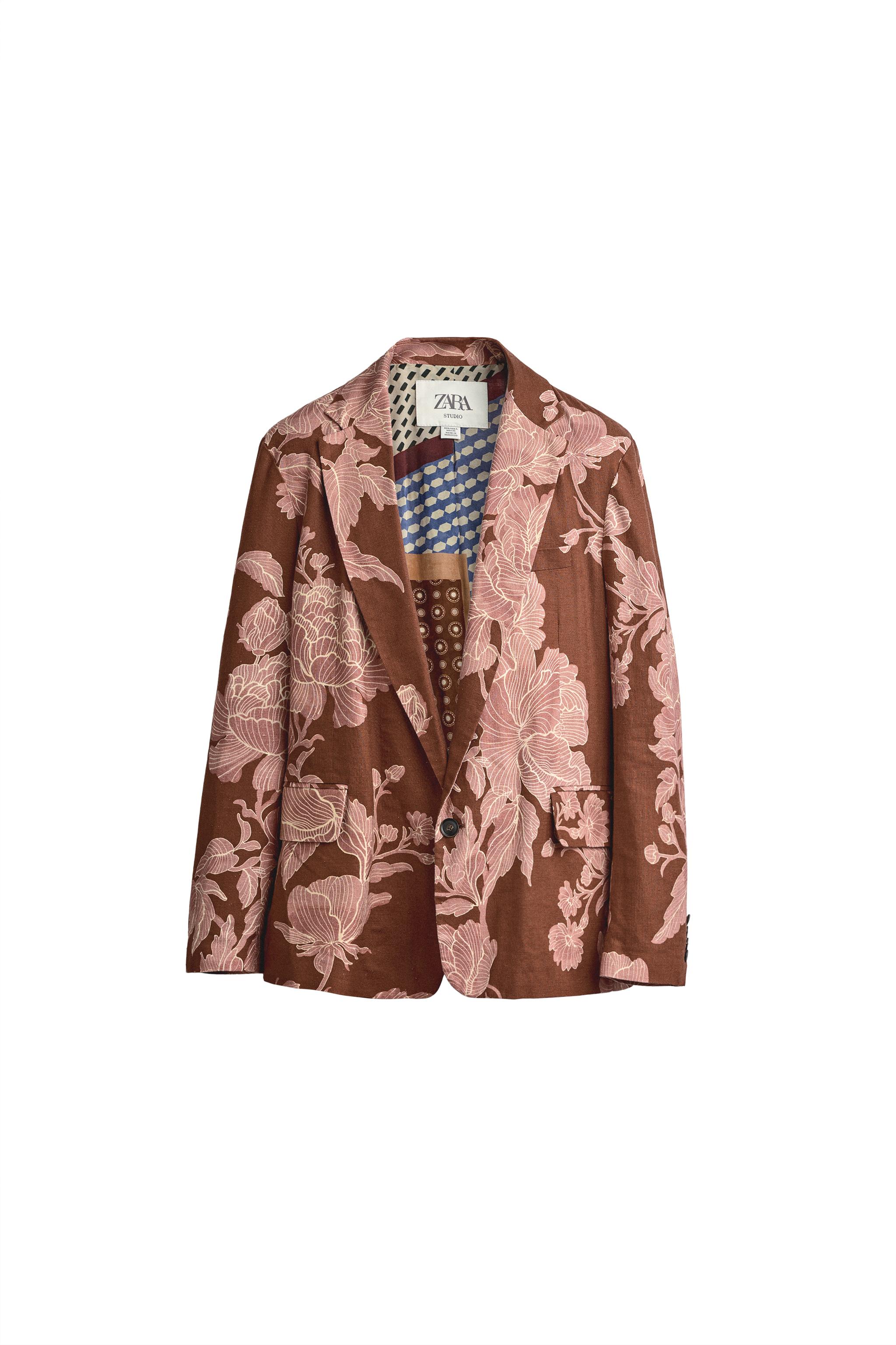 Блейзер свободного кроя из смесового льна с принтом LIMITED EDITION — ZARA