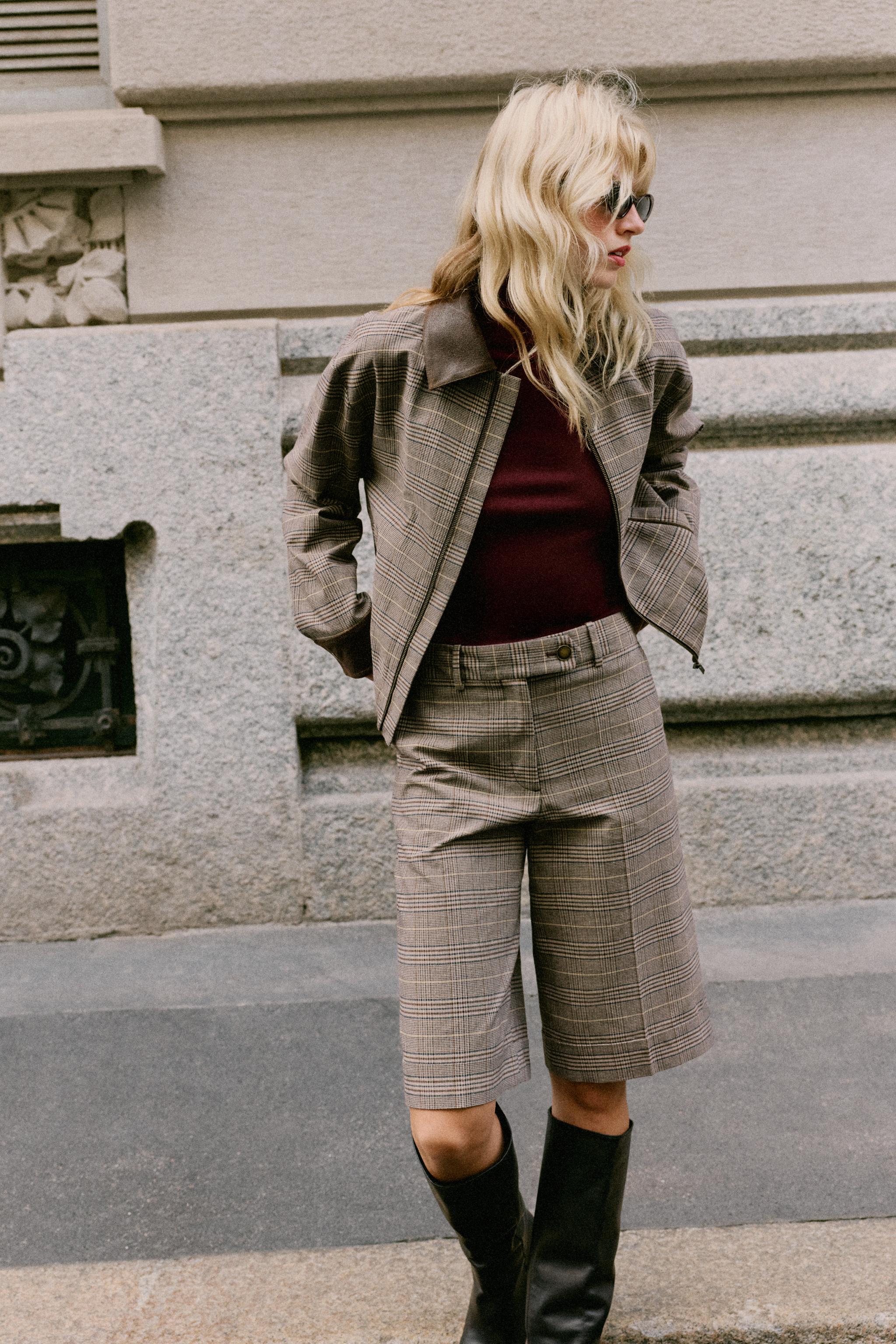 ШОРТЫ С УЗОРОМ «ГУСИНАЯ ЛАПКА» — ZARA