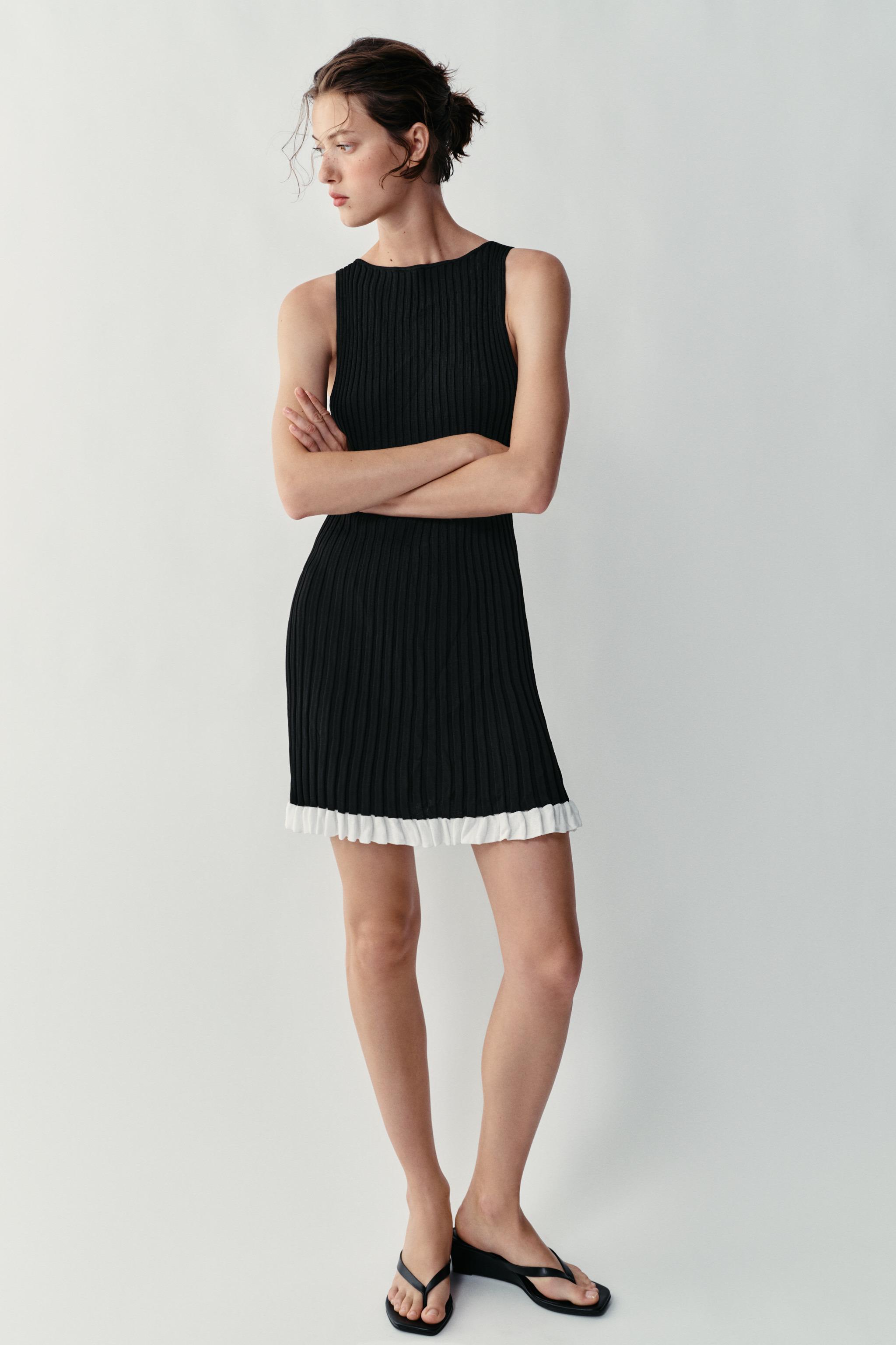 Короткое платье из ребристого трикотажа — ZARA