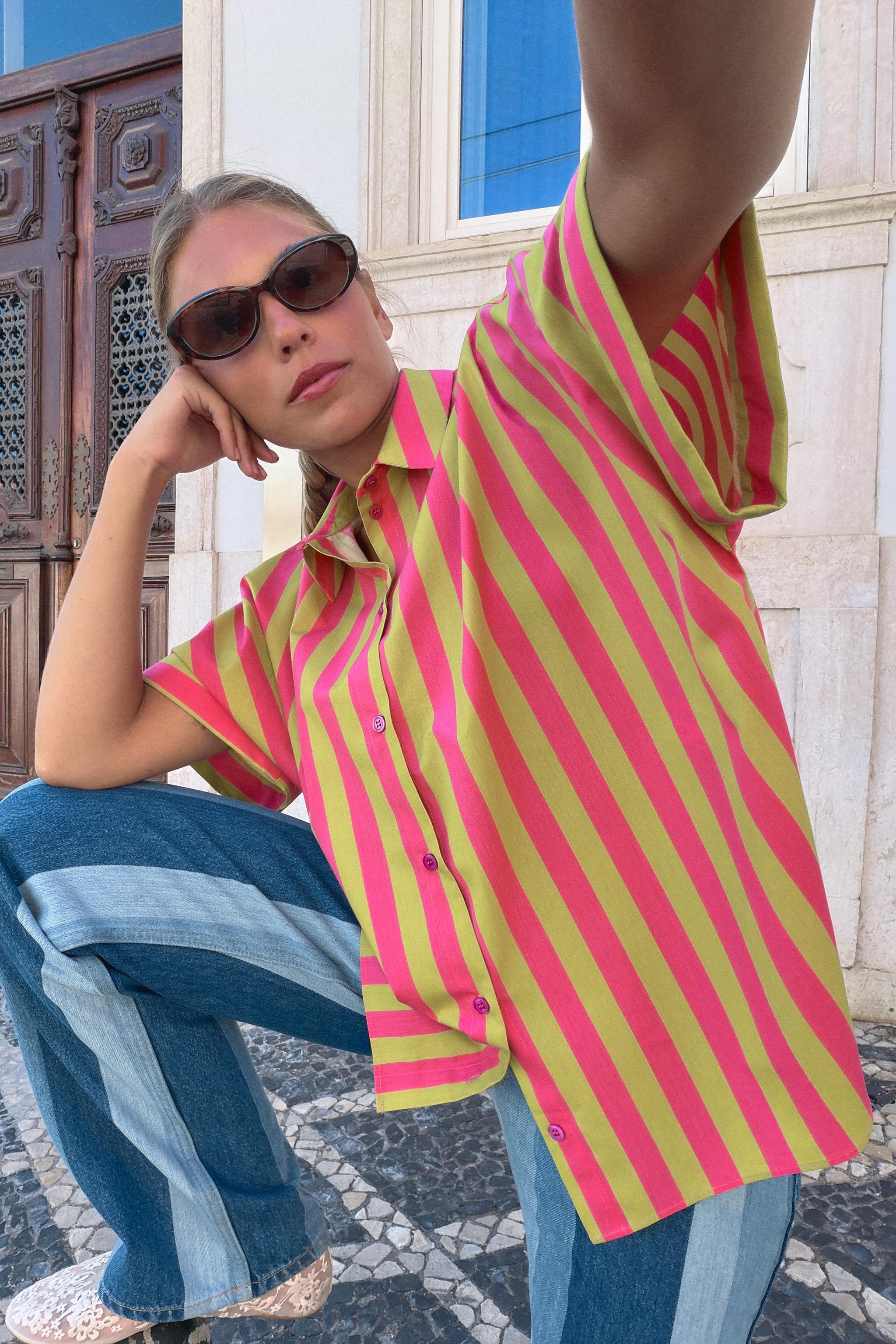 Рубашка в полоску с коротким рукавом — ZARA