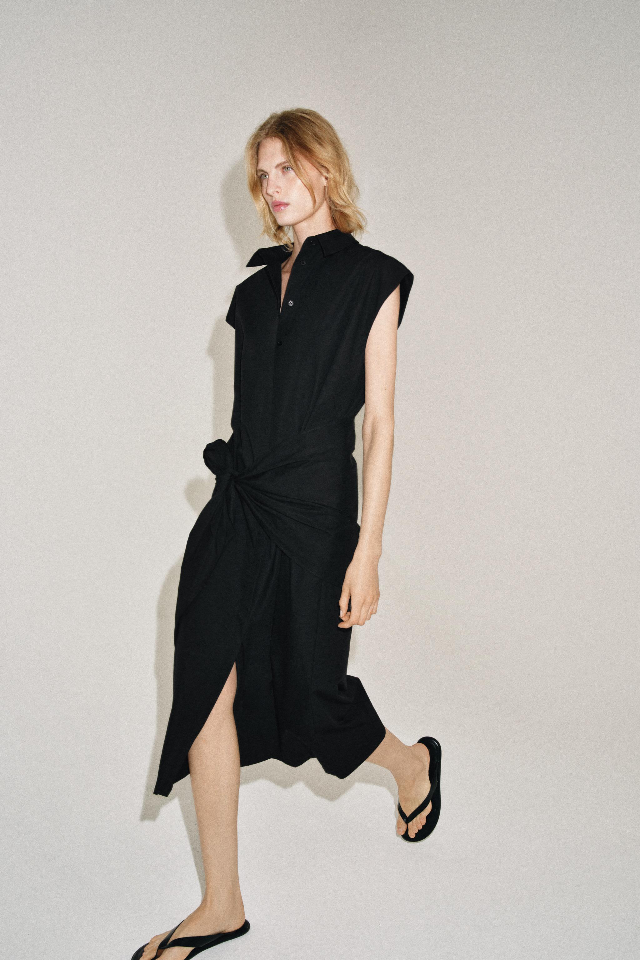Платье-рубашка ZW COLLECTION с завязками — ZARA