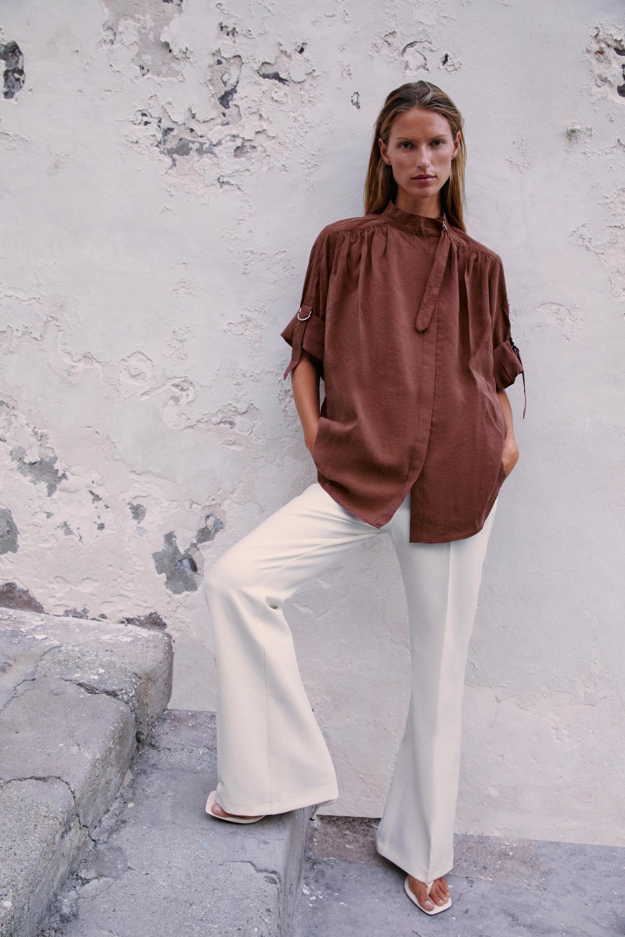 Брюки клёш с пряжкой — ZARA