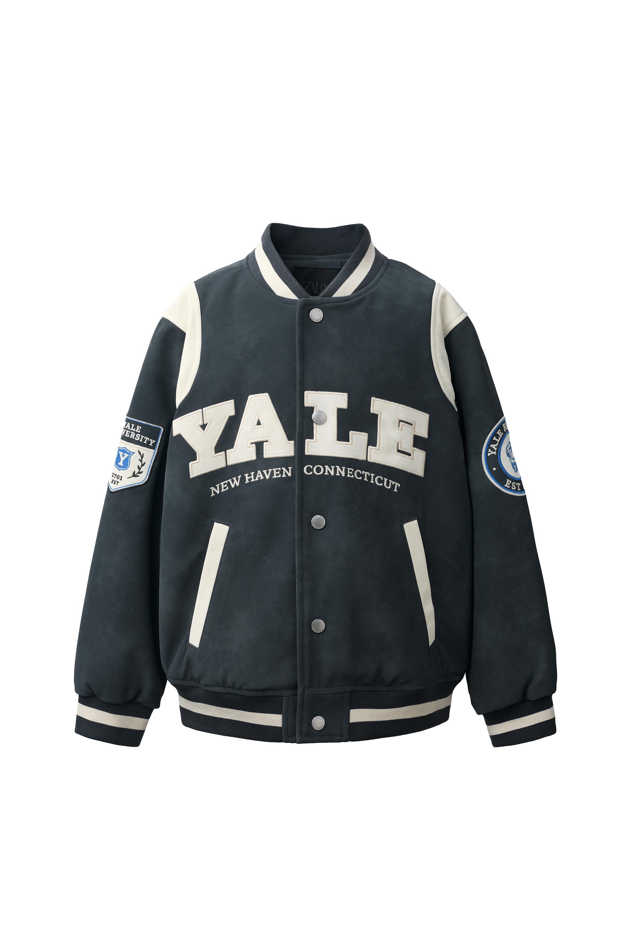 БОМБЕР ИЗ ИСКУССТВЕННОЙ КОЖИ С ПРИНТОМ YALE™ — ZARA
