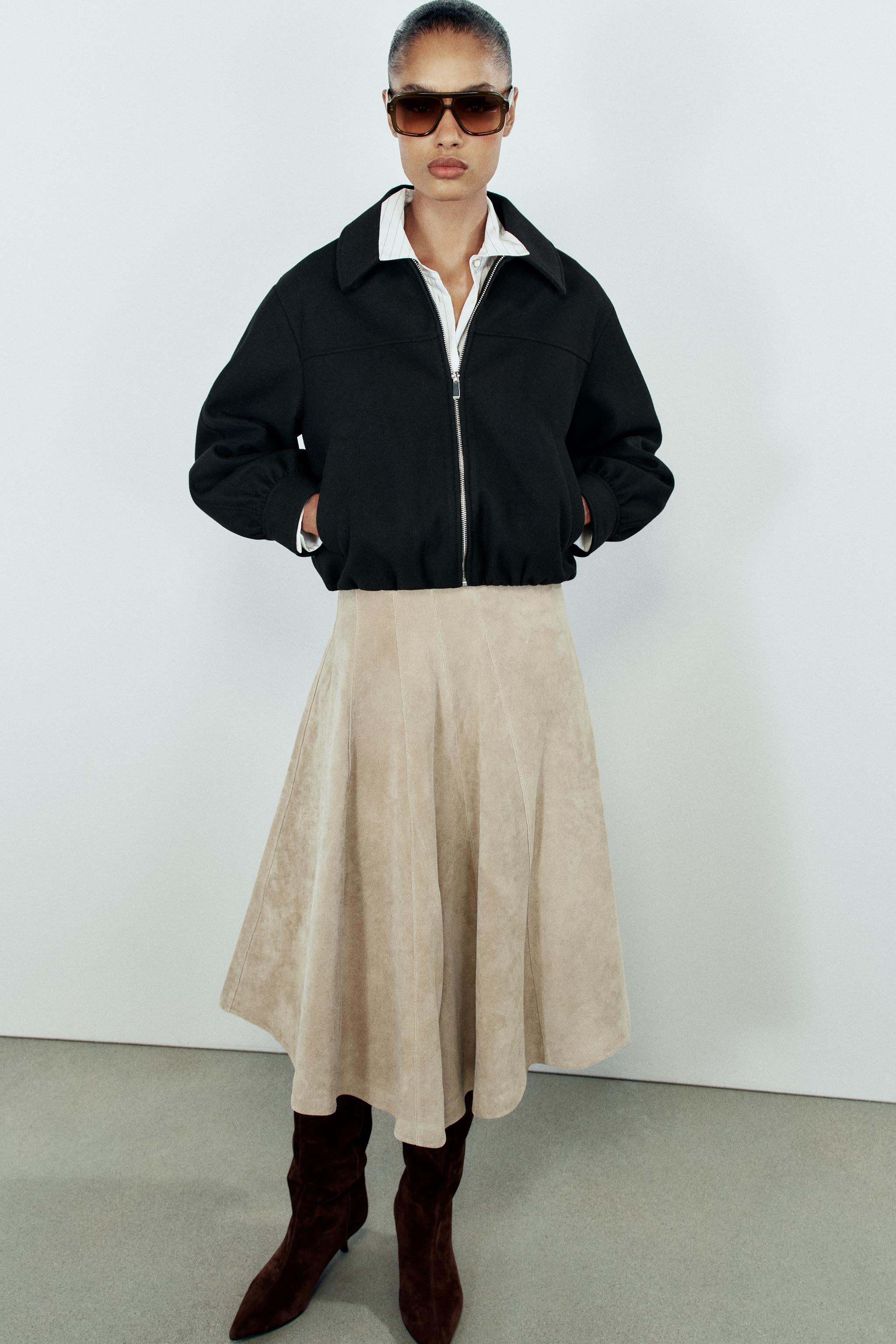 Куртка на молнии из мягкой ткани — ZARA