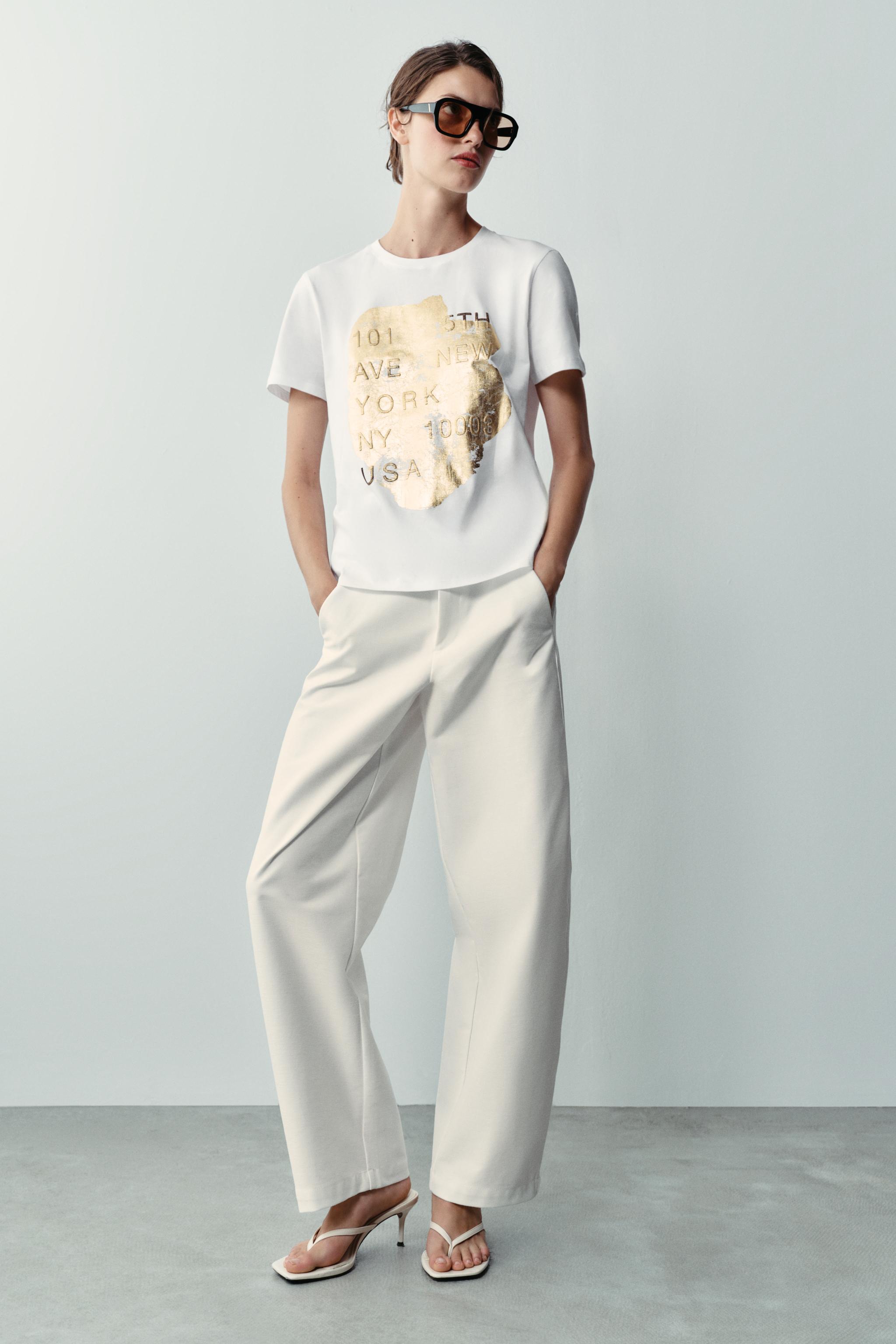 Футболка с коротким рукавом с металлическим эффектом — ZARA