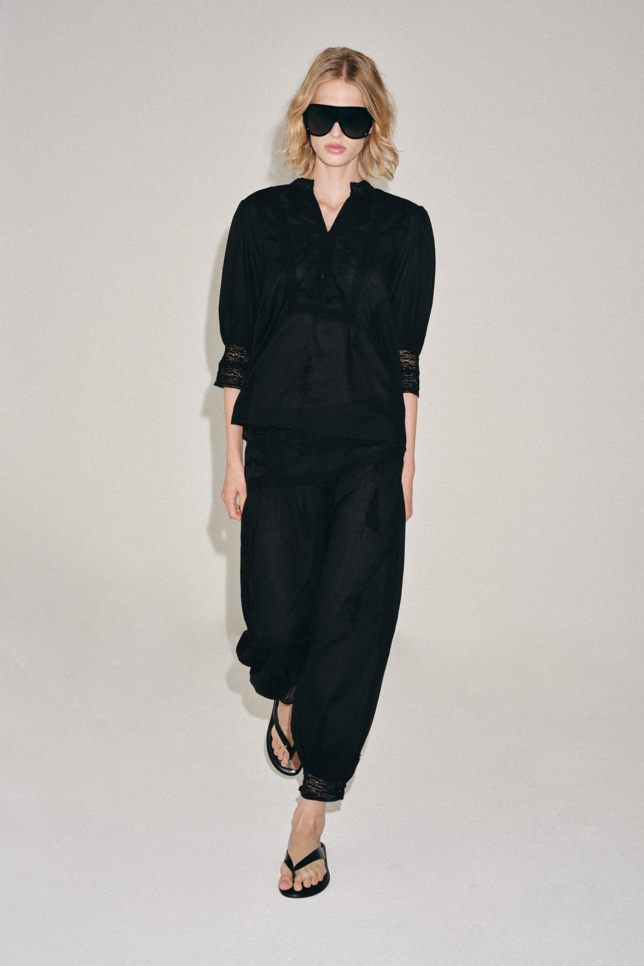 Брюки-шаровары ZW COLLECTION с вышивкой — ZARA