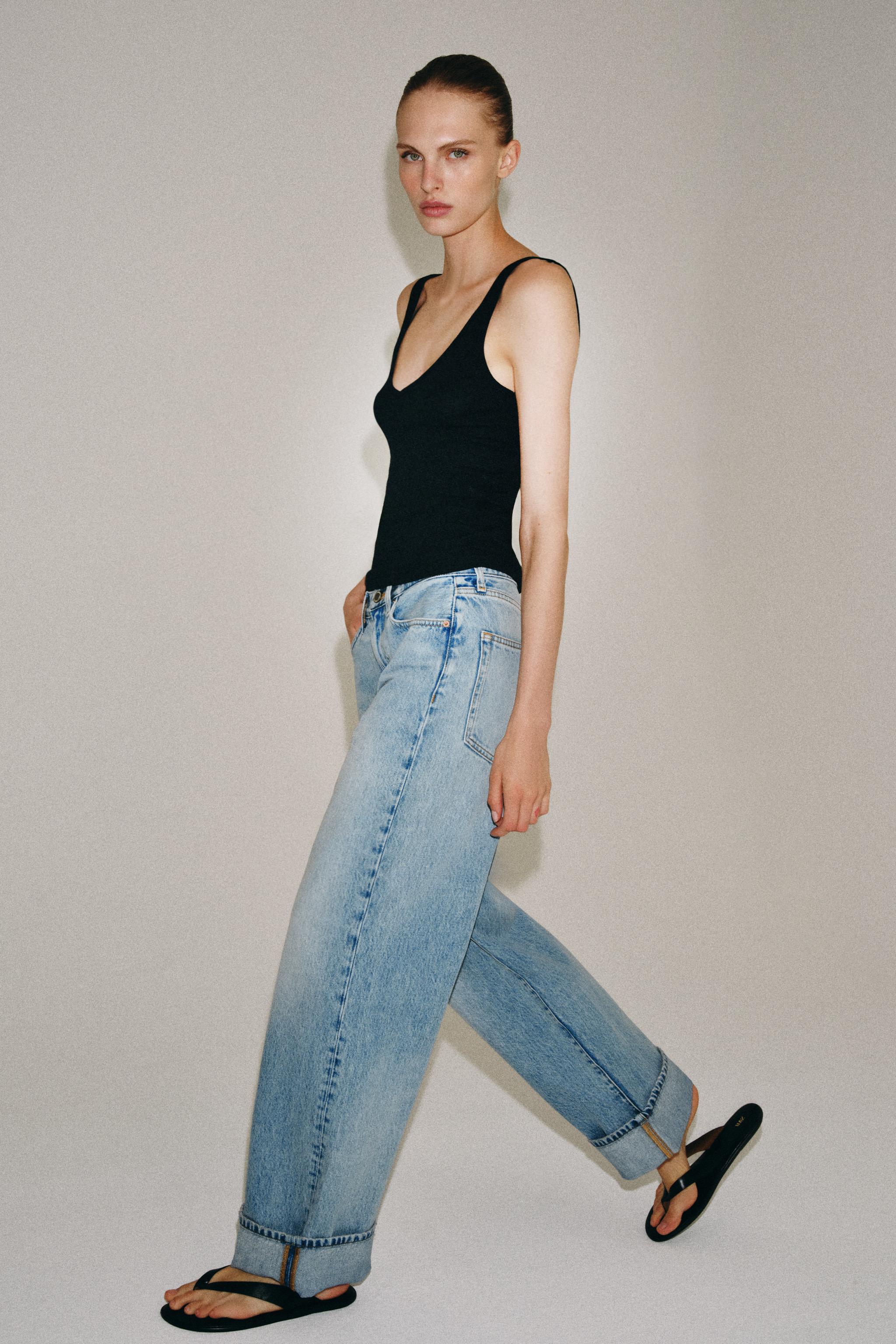 Джинсы ZW COLLECTION со средней посадкой свободного кроя — ZARA