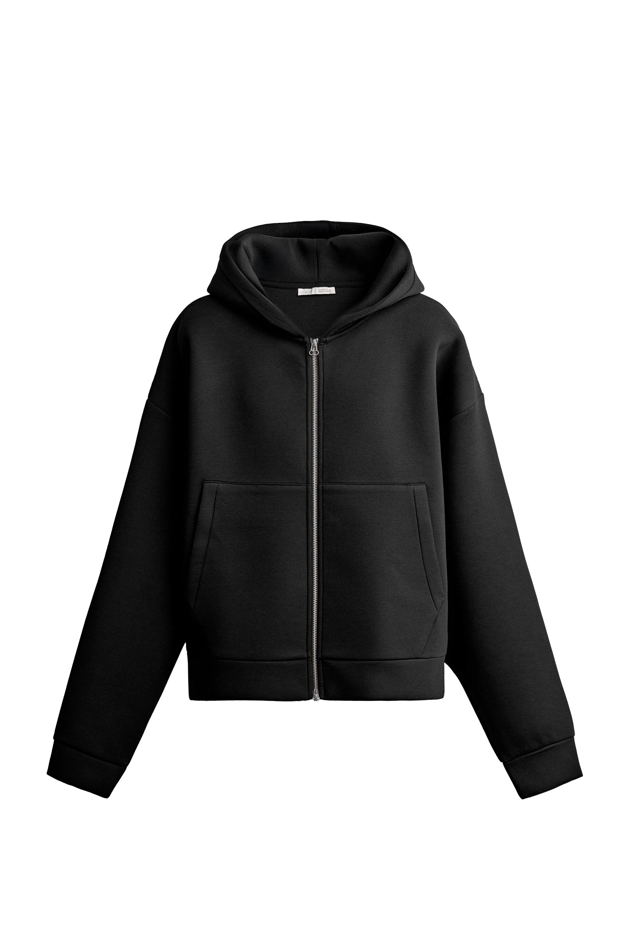 Худи на молнии с капюшоном из технической ткани — ZARA