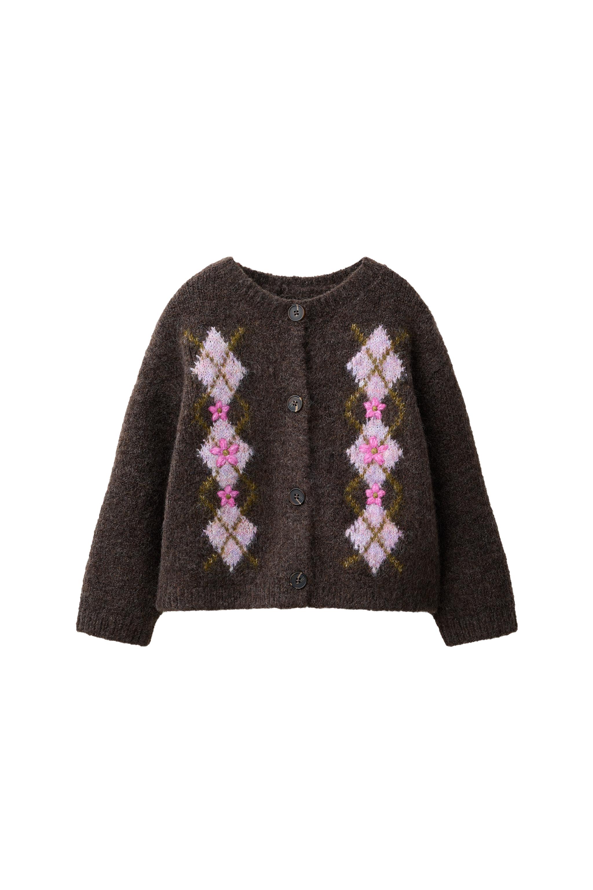 ARGYLE KNIT CARDIGAN — ZARA