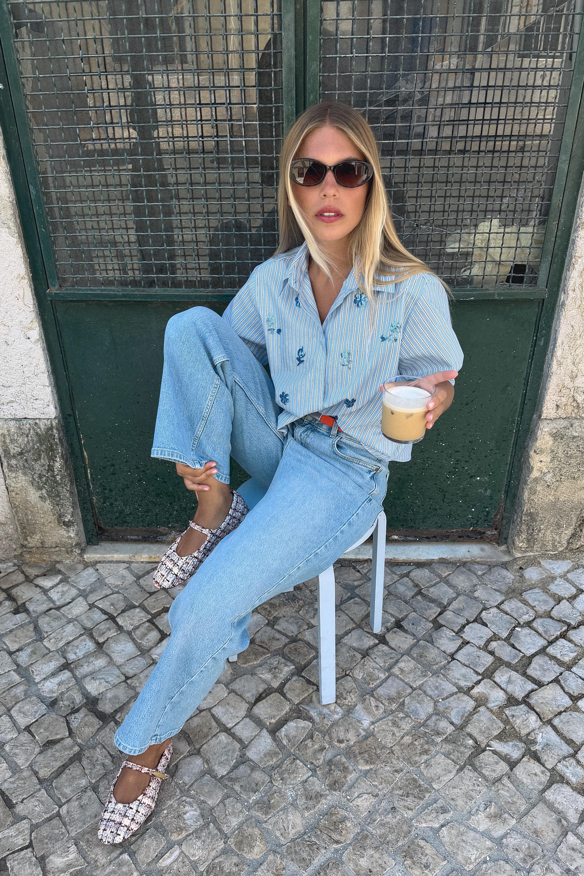 РУБАШКА В ПОЛОСКУ С ПАЙЕТКАМИ — ZARA