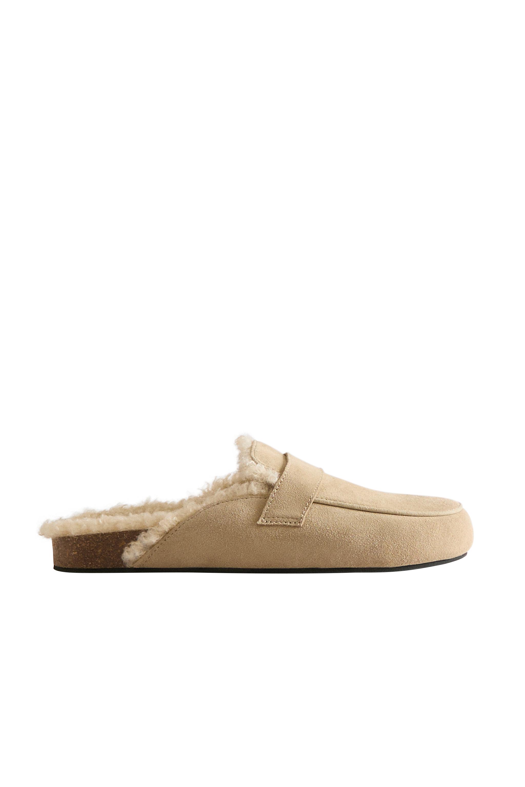 Сабо-лоферы из тёплой кожи — ZARA