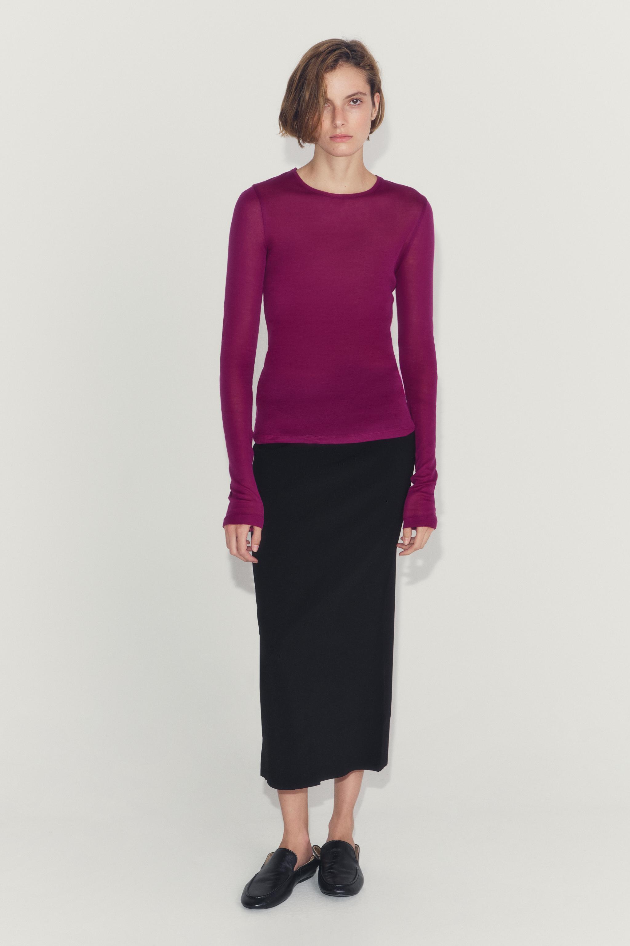 Футболка с длинным рукавом из хлопка SUPIMA® — ZARA