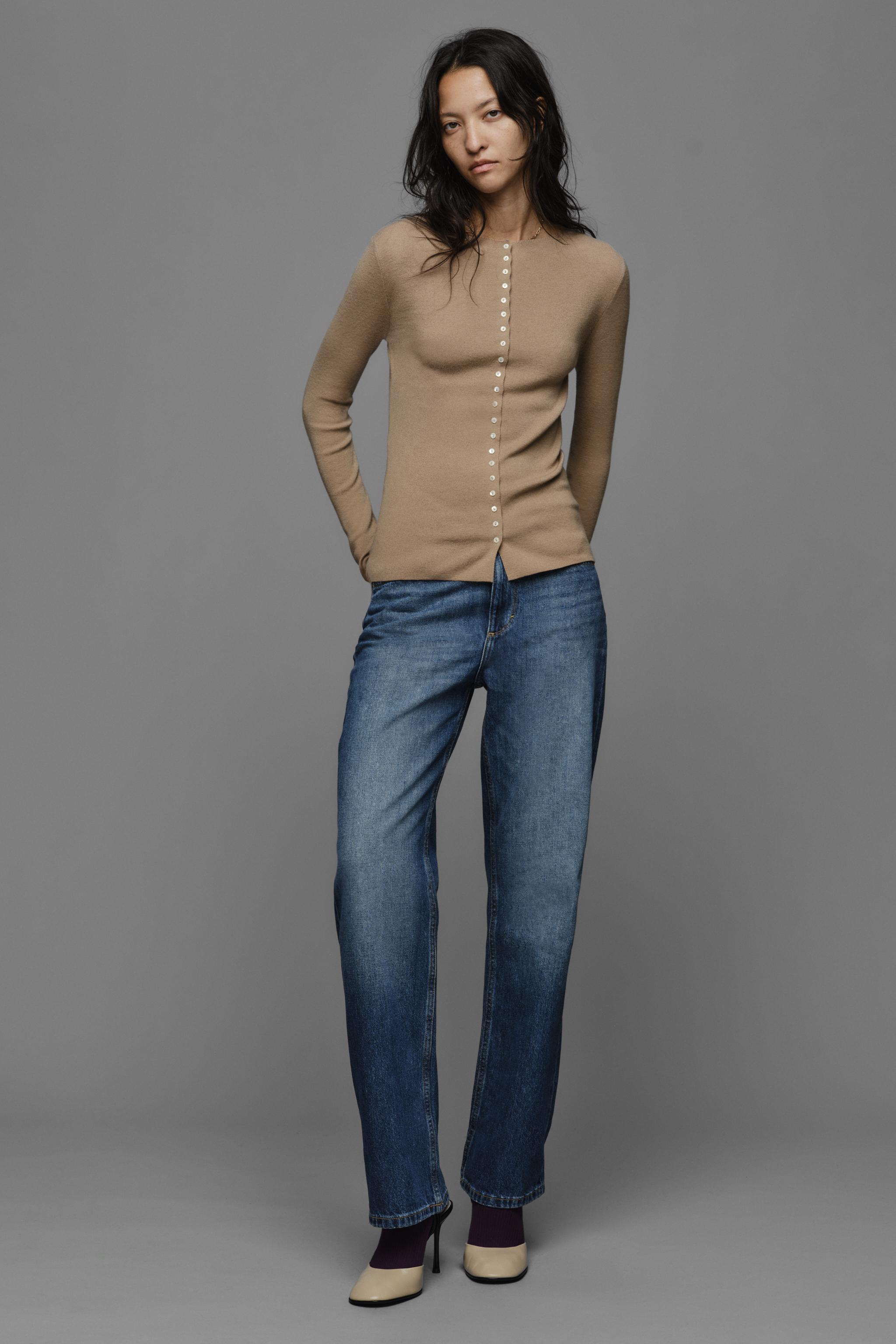 Кардиган на пуговицах из шерстяной смеси — ZARA