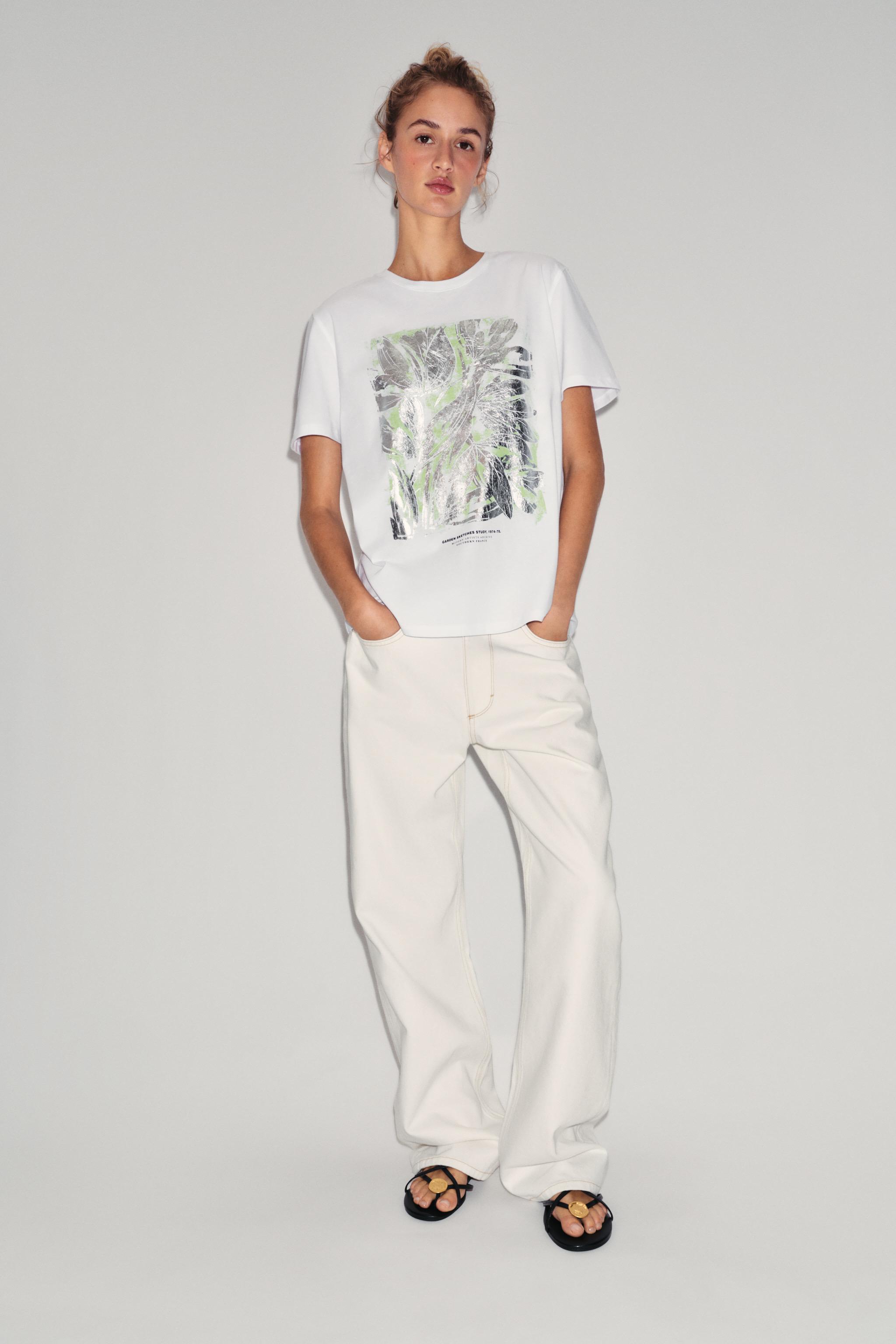 Футболка с коротким рукавом с металлическим эффектом — ZARA