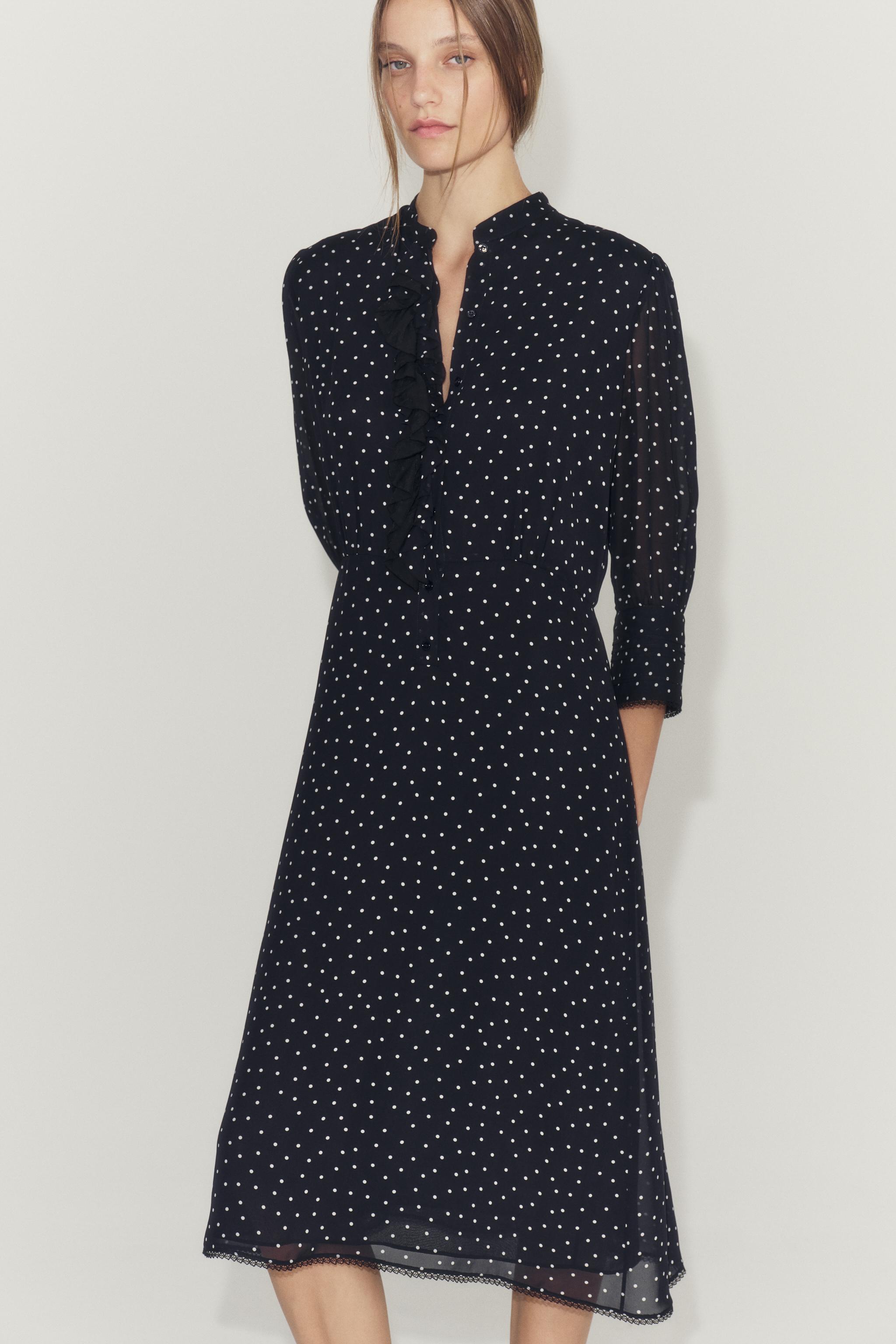 ПЛАТЬЕ В ГОРОХ С ВОЛАНАМИ — ZW COLLECTION — ZARA