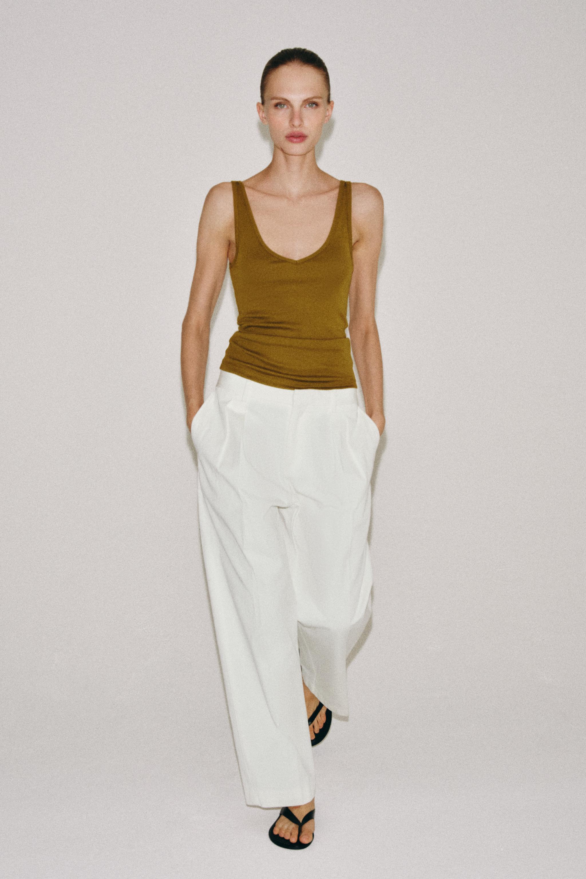 Топ из хлопка с тонкими бретелями — ZARA