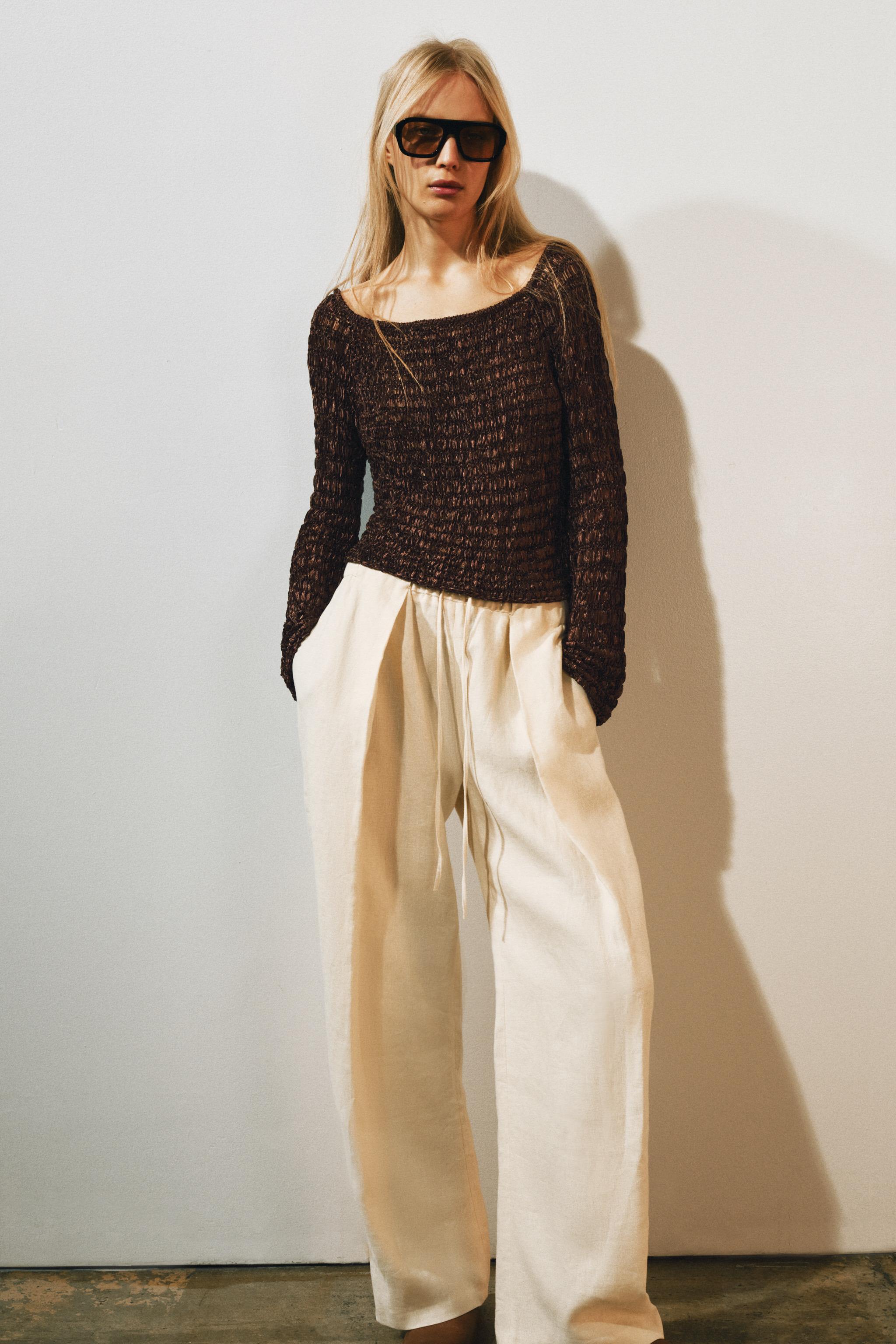 СВИТЕР В РУБЧИК С ВЫРЕЗОМ ЛОДОЧКОЙ — ZARA
