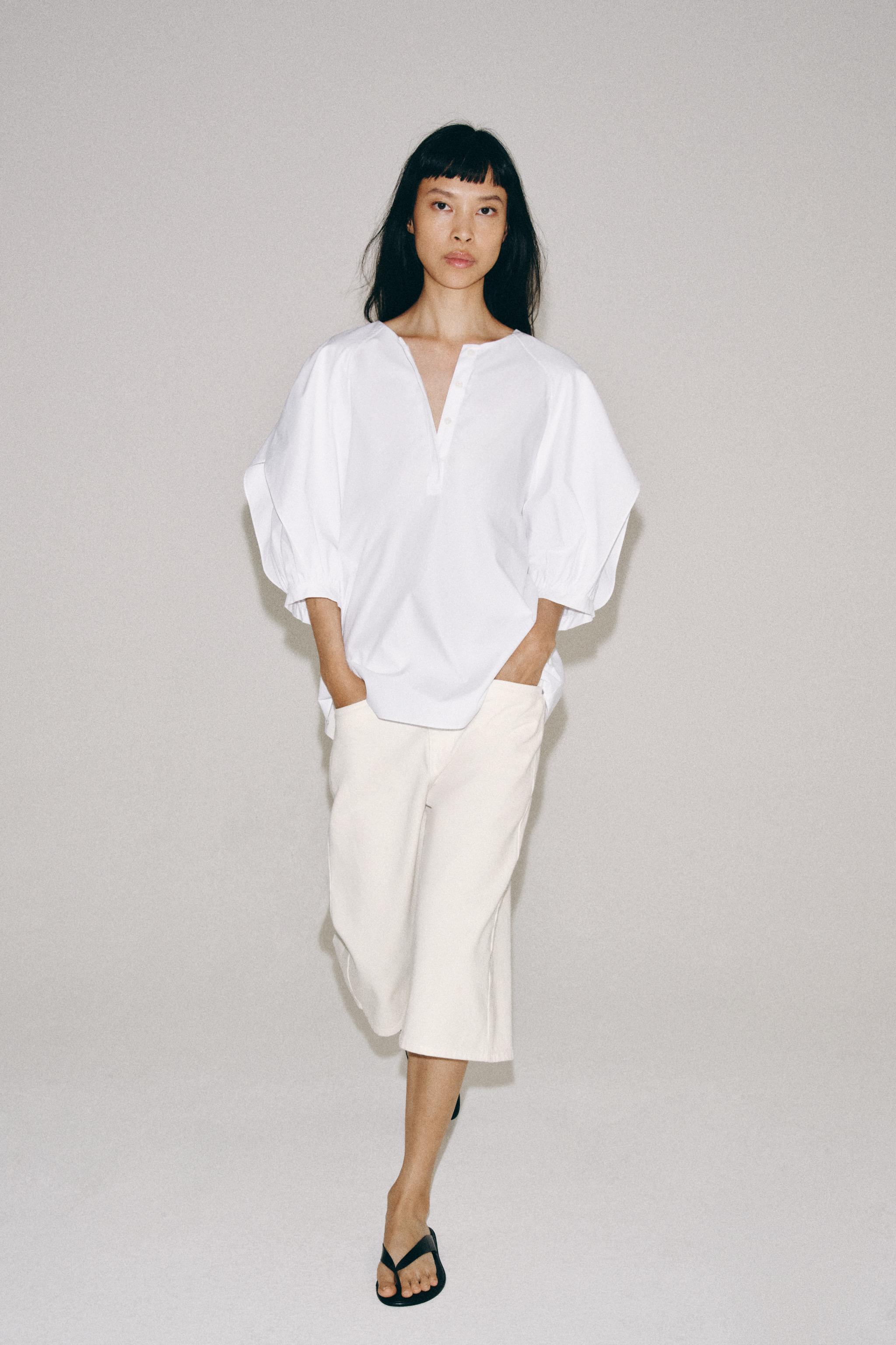 РУБАШКА СО СКЛАДКАМИ НА РУКАВАХ — ZW COLLECTION — ZARA