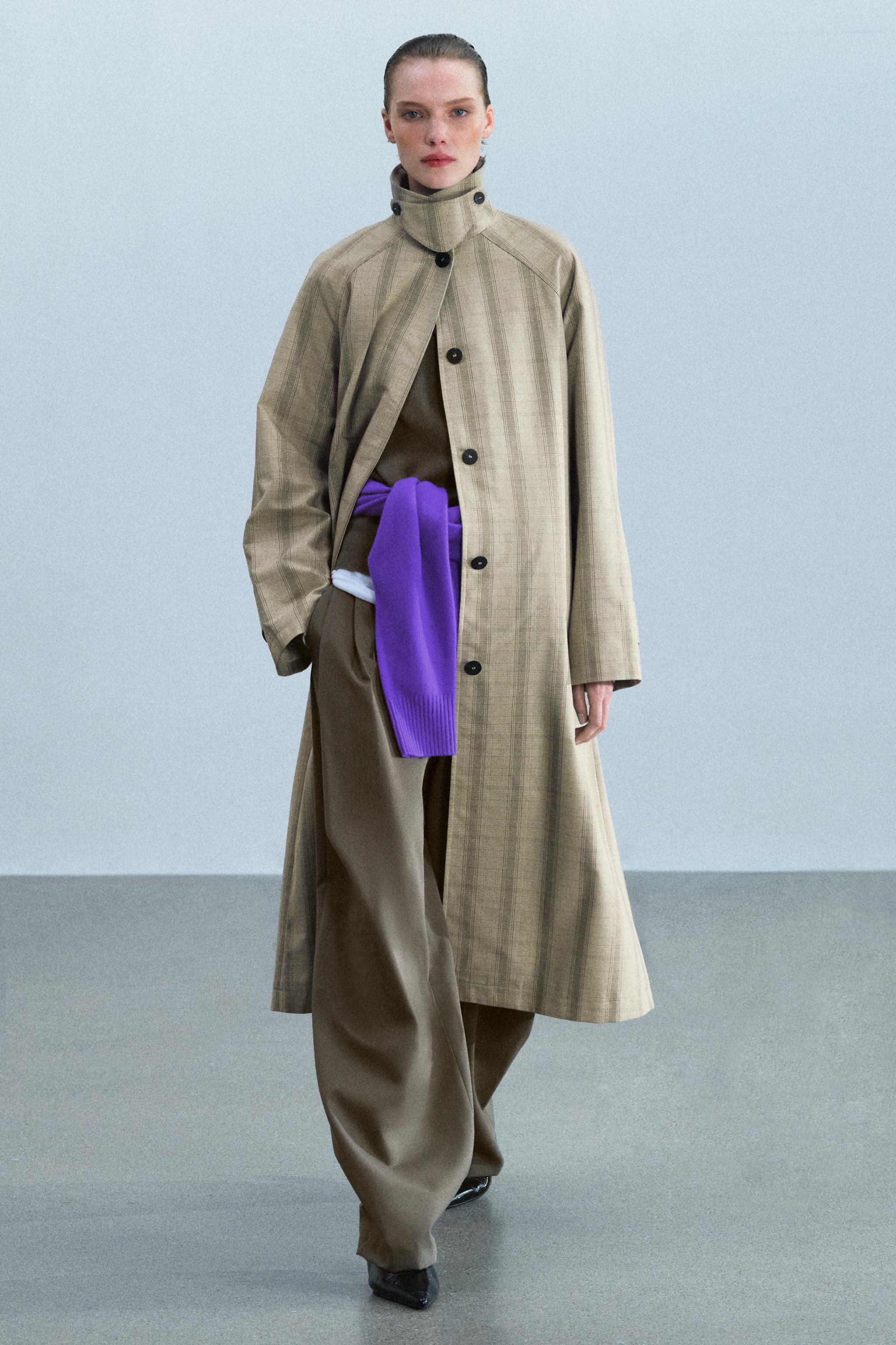 ZW COLLECTION тренч в клетку полной длины — ZARA