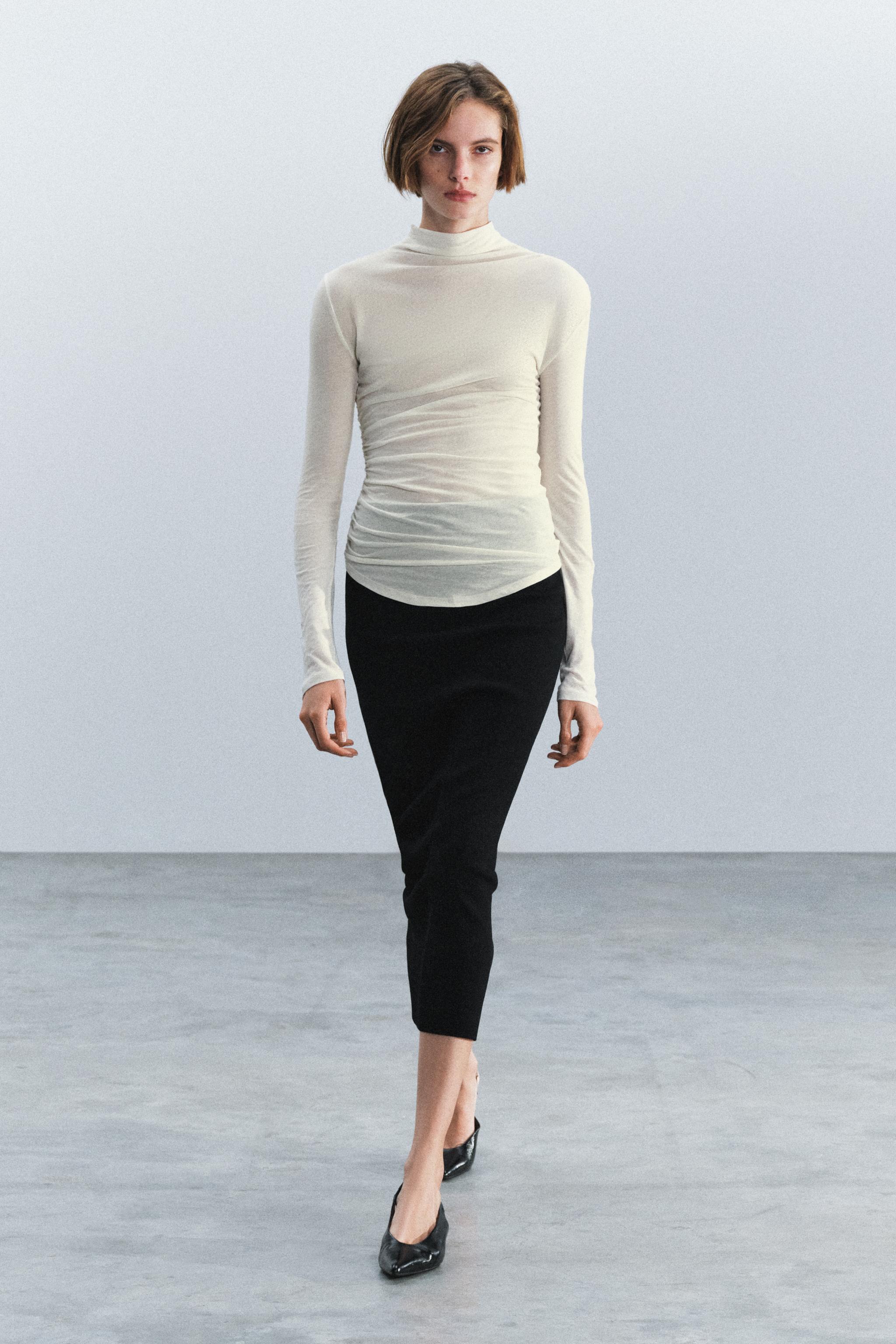 HIGH NECK RUCHED TOP — ZARA