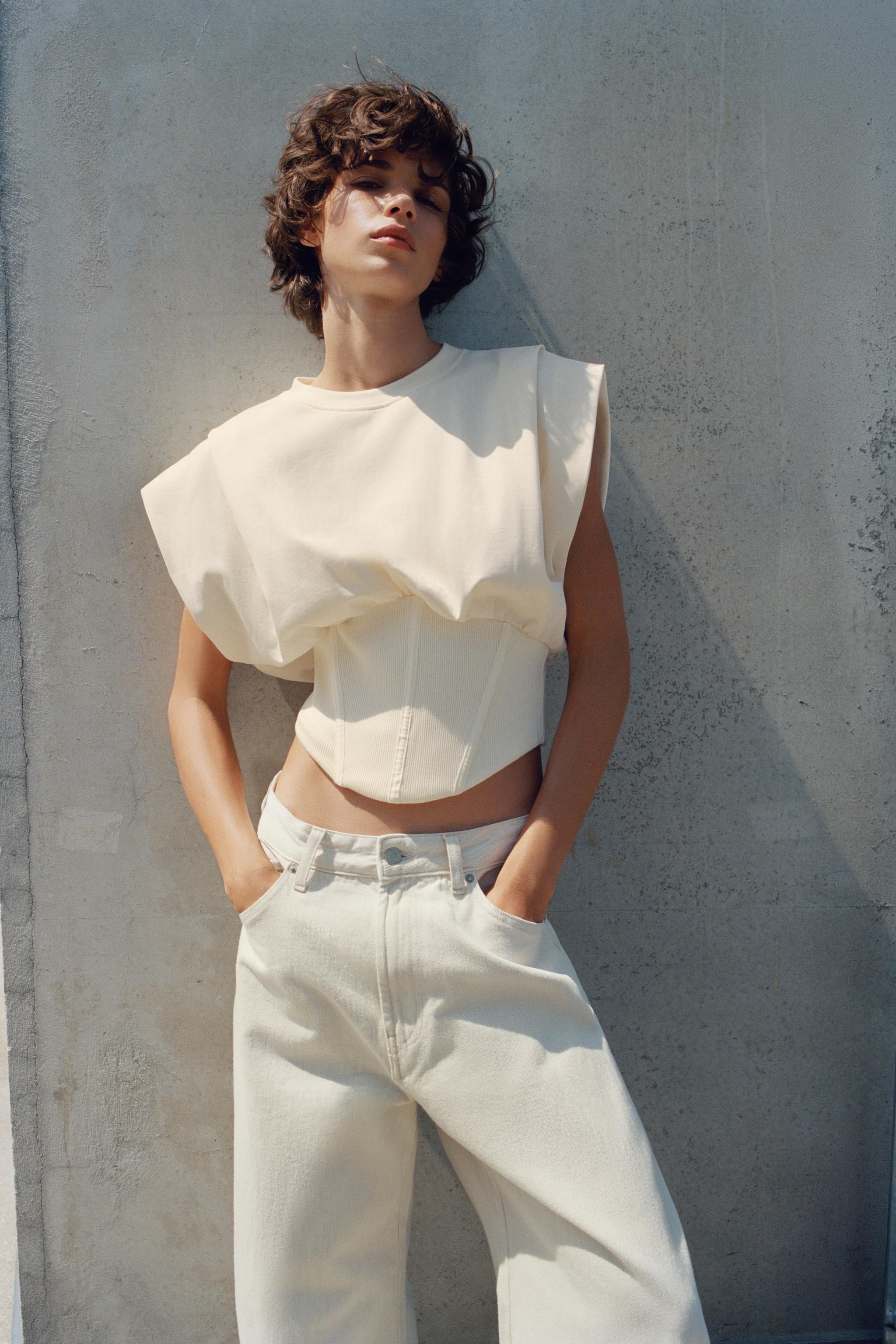 ТОП В КОРСЕТНОМ СТИЛЕ В РУБЧИК — ZARA