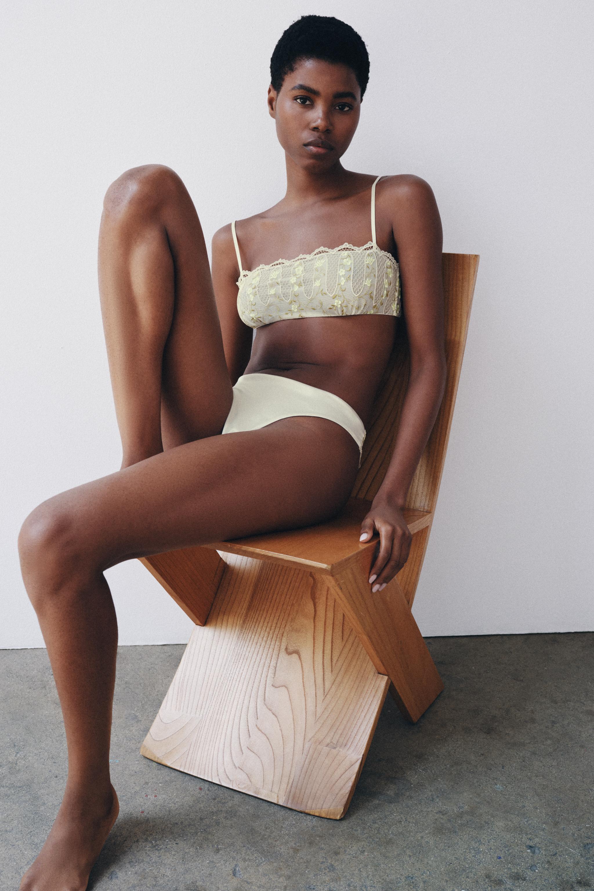 Бралетт-бандо из кружева с цветочной вышивкой — ZARA