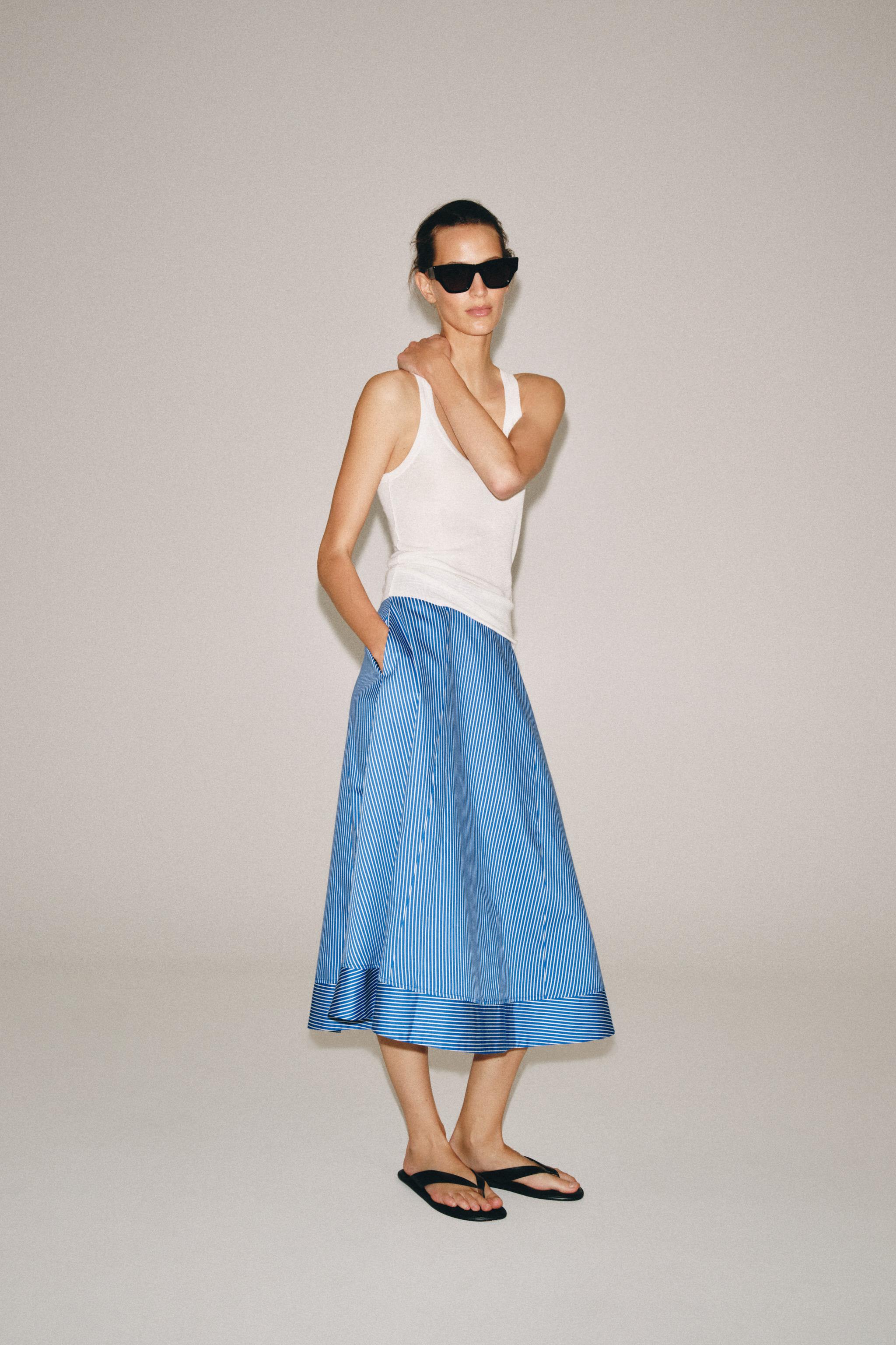 Юбка ZW COLLECTION А-силуэта в полоску — ZARA