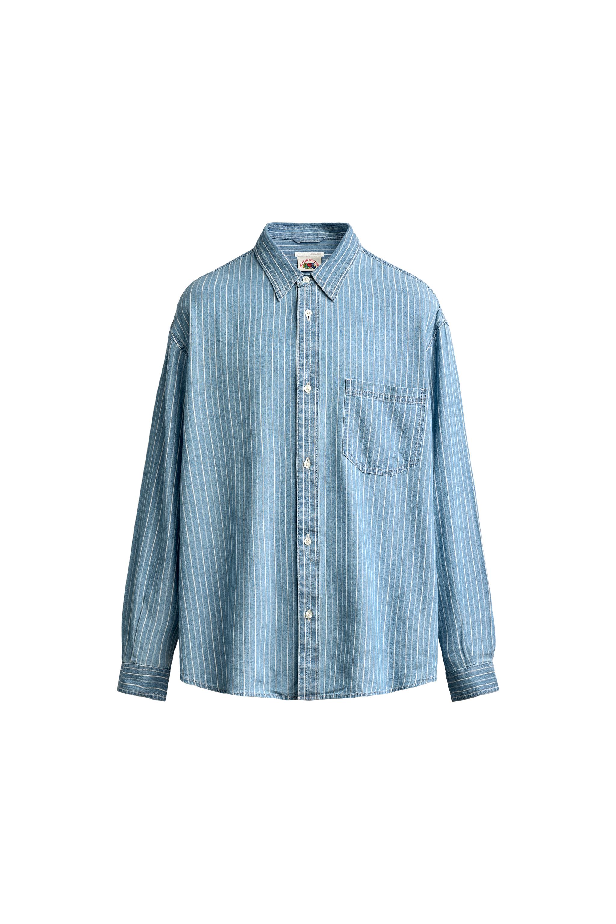 Рубашка из денима в полоску FRUIT OF THE LOOM™ — ZARA
