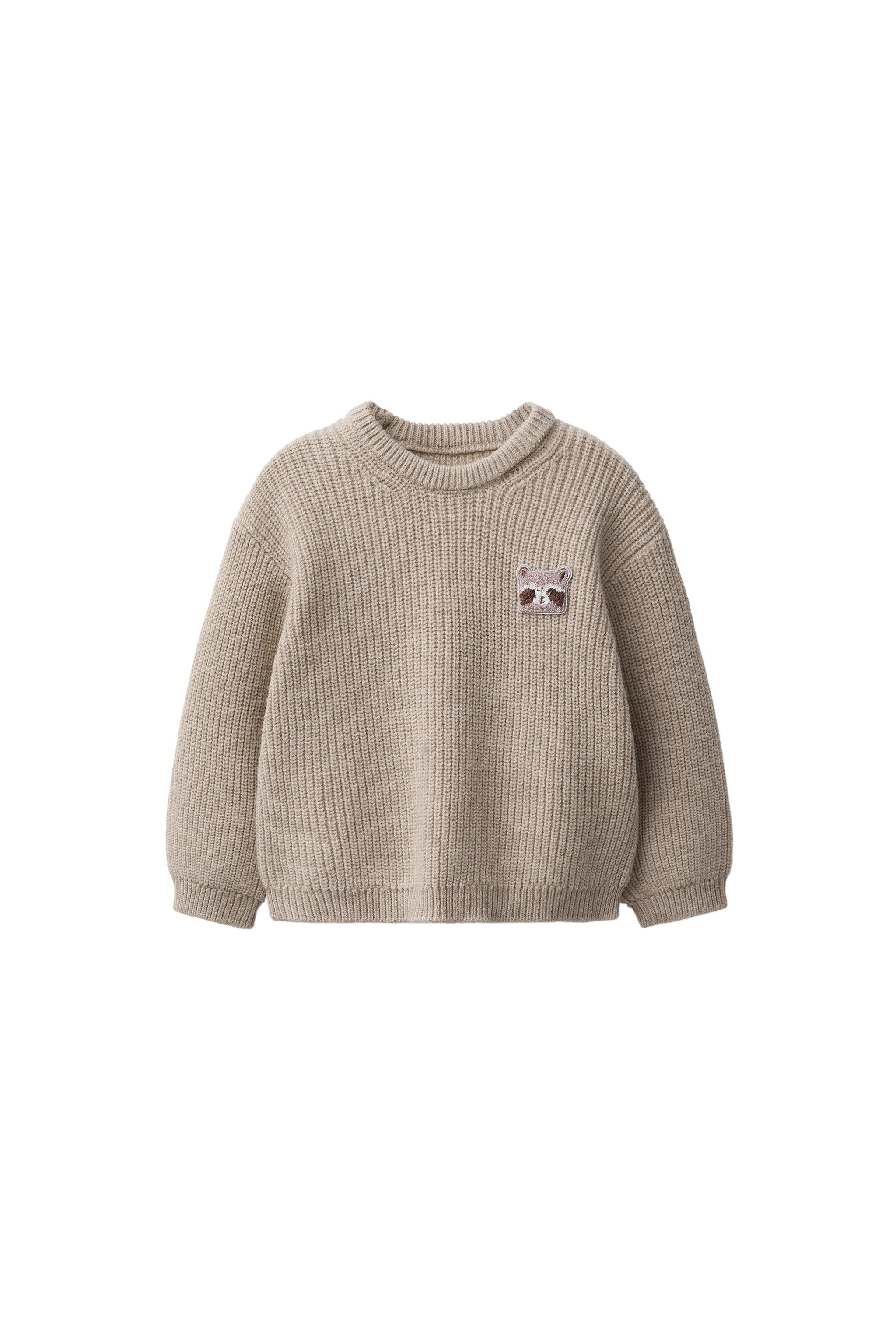 Джемпер из петельной вязки с заплатами — ZARA