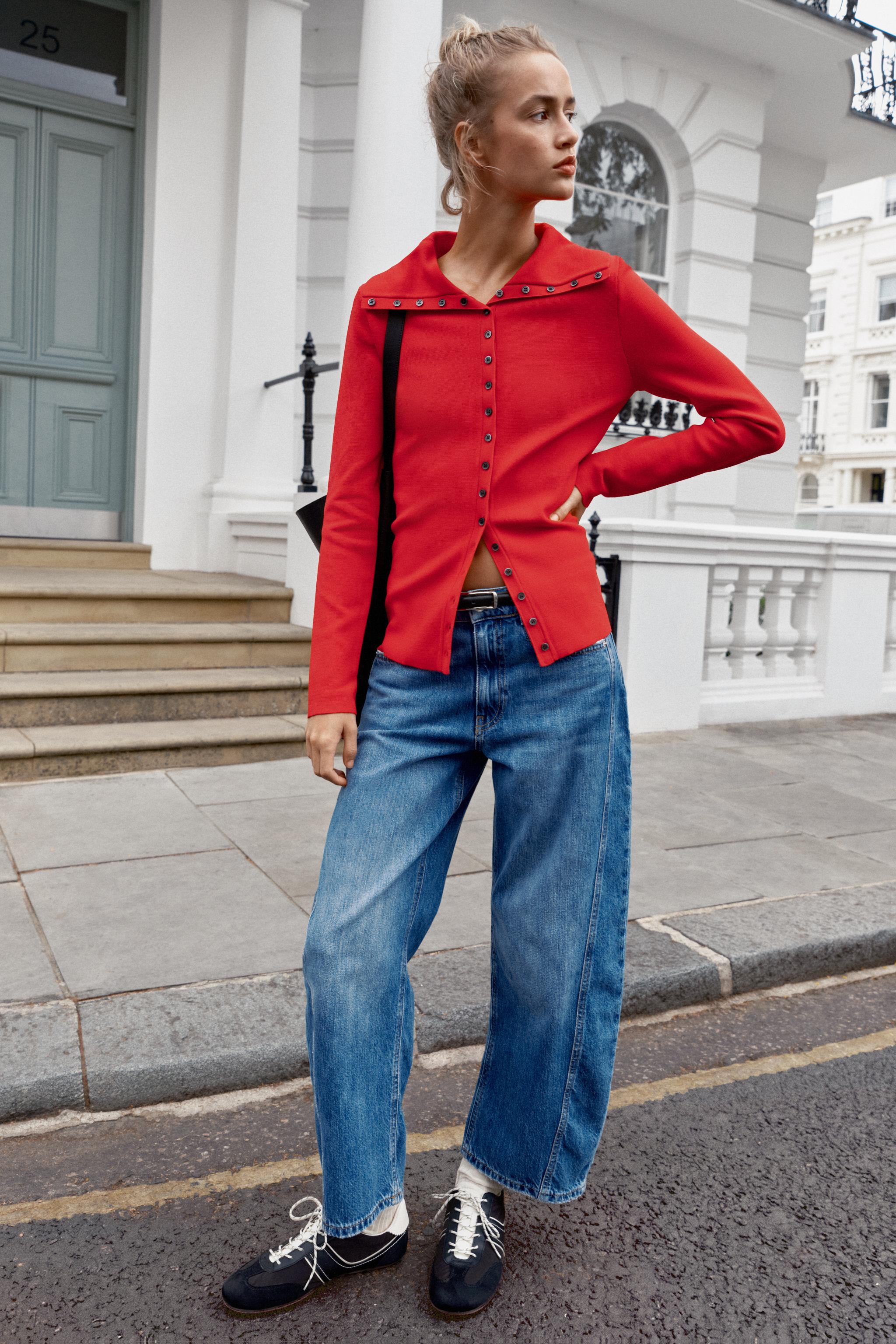 Кардиган на пуговицах из трикотажа — ZARA