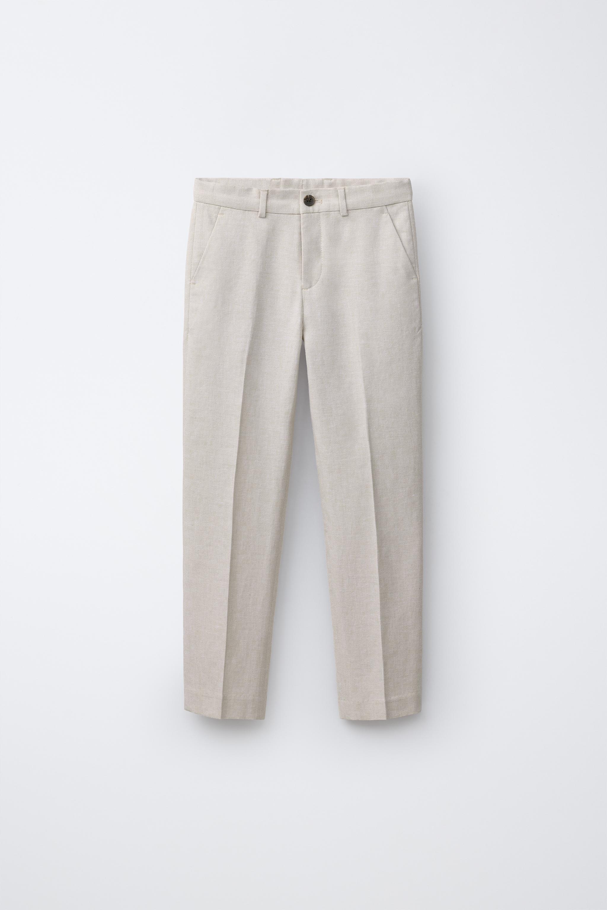 Костюмные брюки из хлопка и льна — ZARA