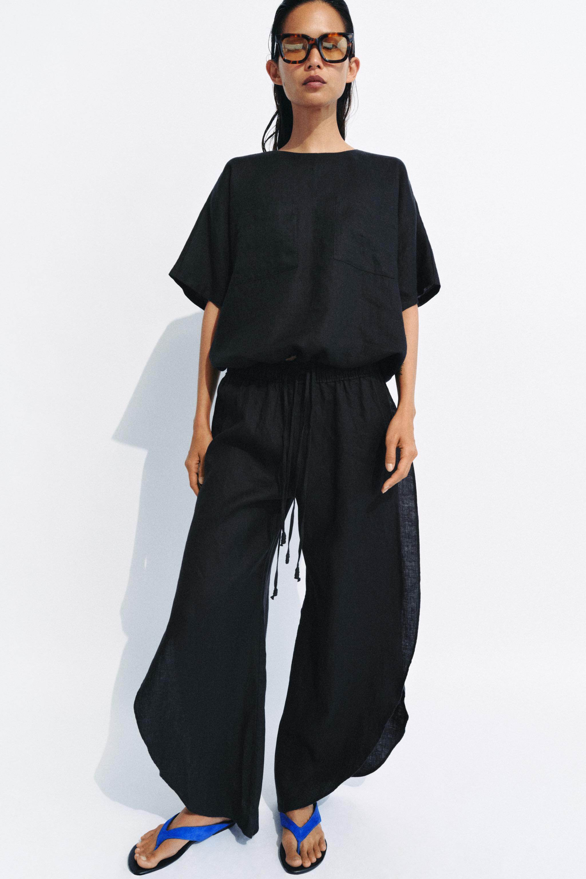 Брюки из 100% льна с разрезами ZW COLLECTION — ZARA