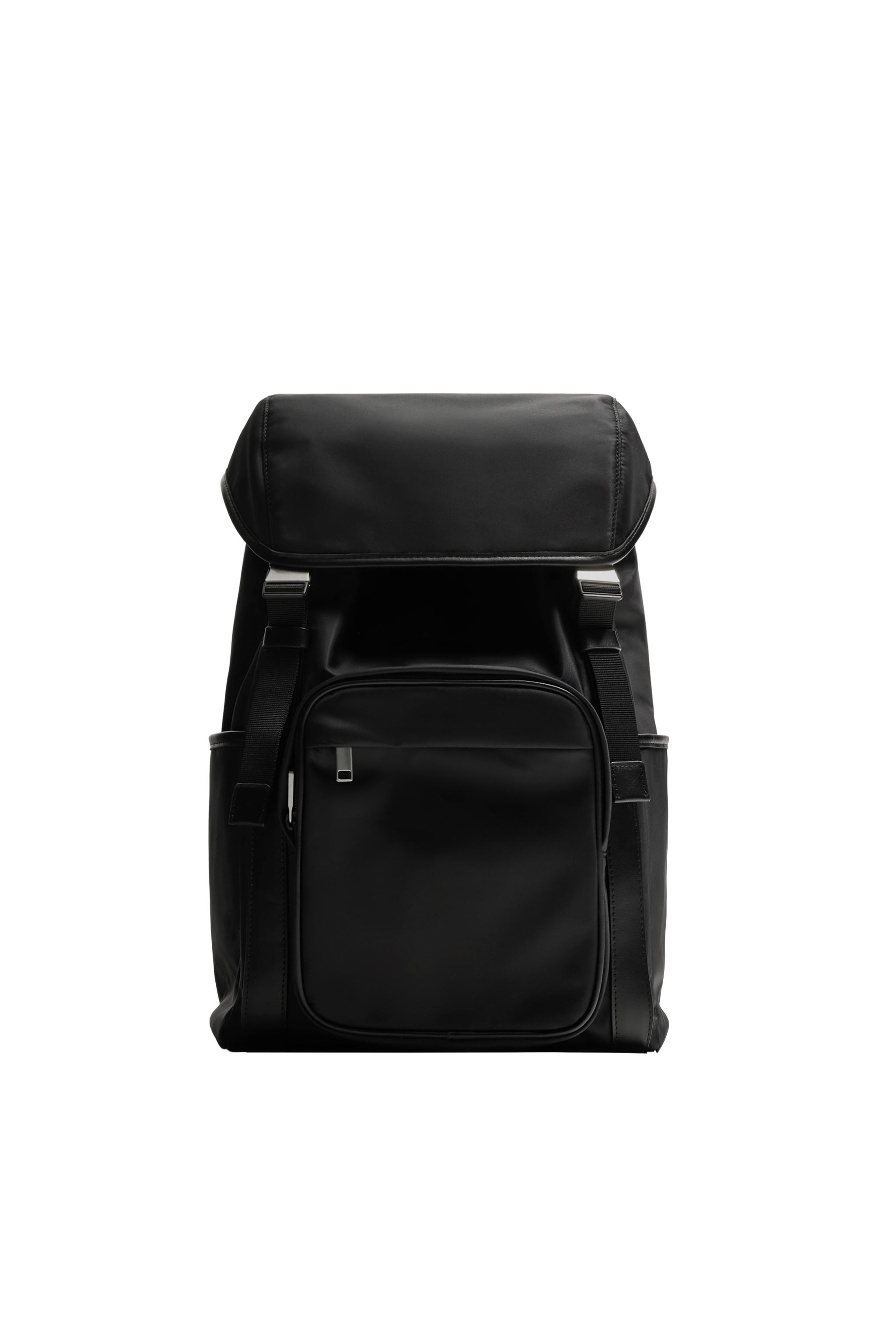 MIXED-MATERIAL NYLON BACKPACK — ZARA
