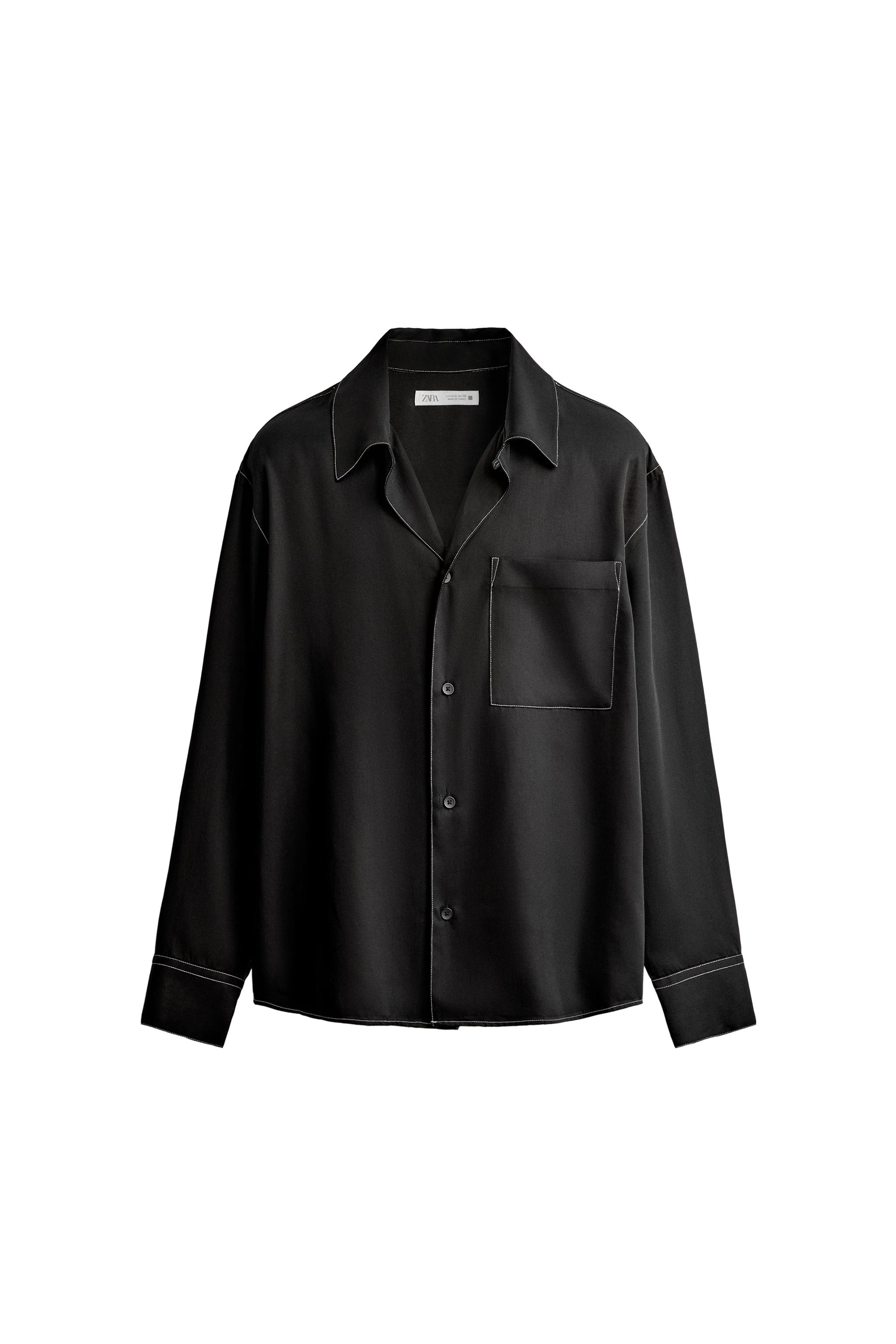 Рубашка свободного кроя с декоративной строчкой — ZARA